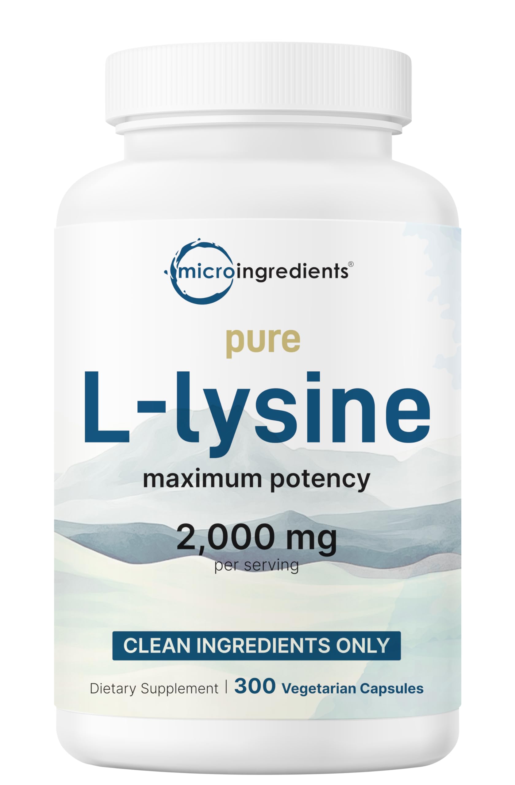 Micro Ingredients L-Lysine Hydrochloride 2000mg veggie capsules front view