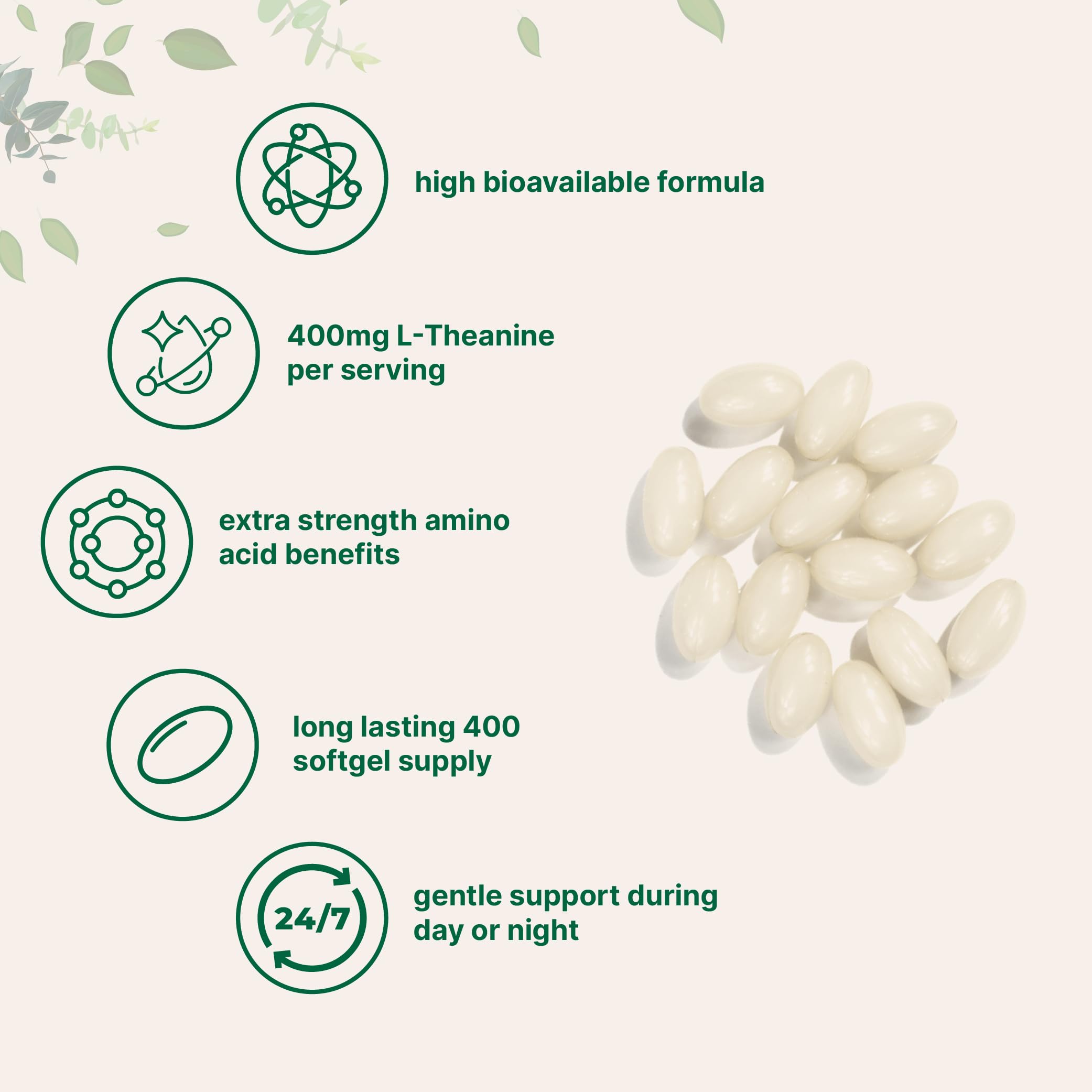 Micro Ingredients L-Theanine Softgels 400mg side view