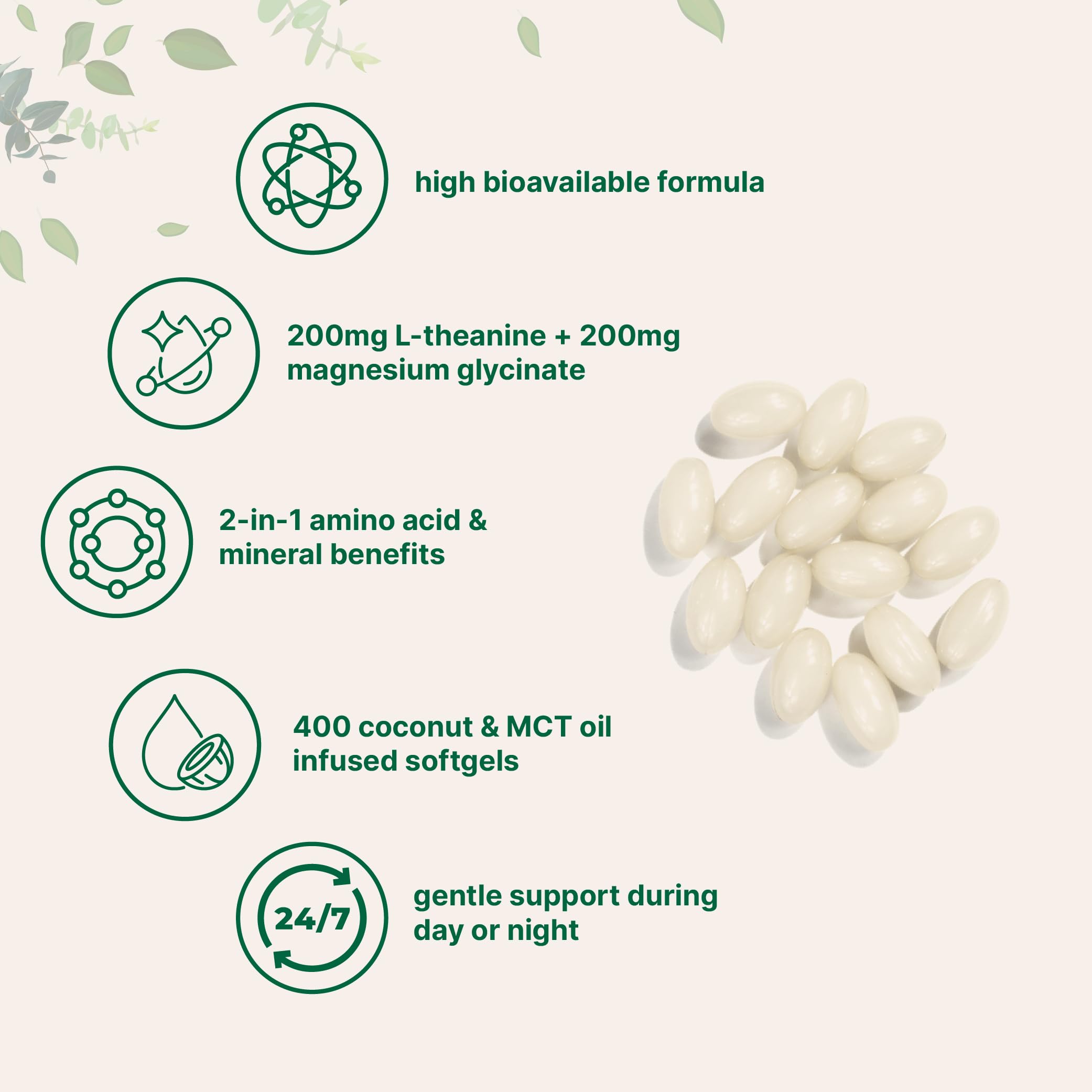 Micro Ingredients L-Theanine softgels with coconut oil infusion