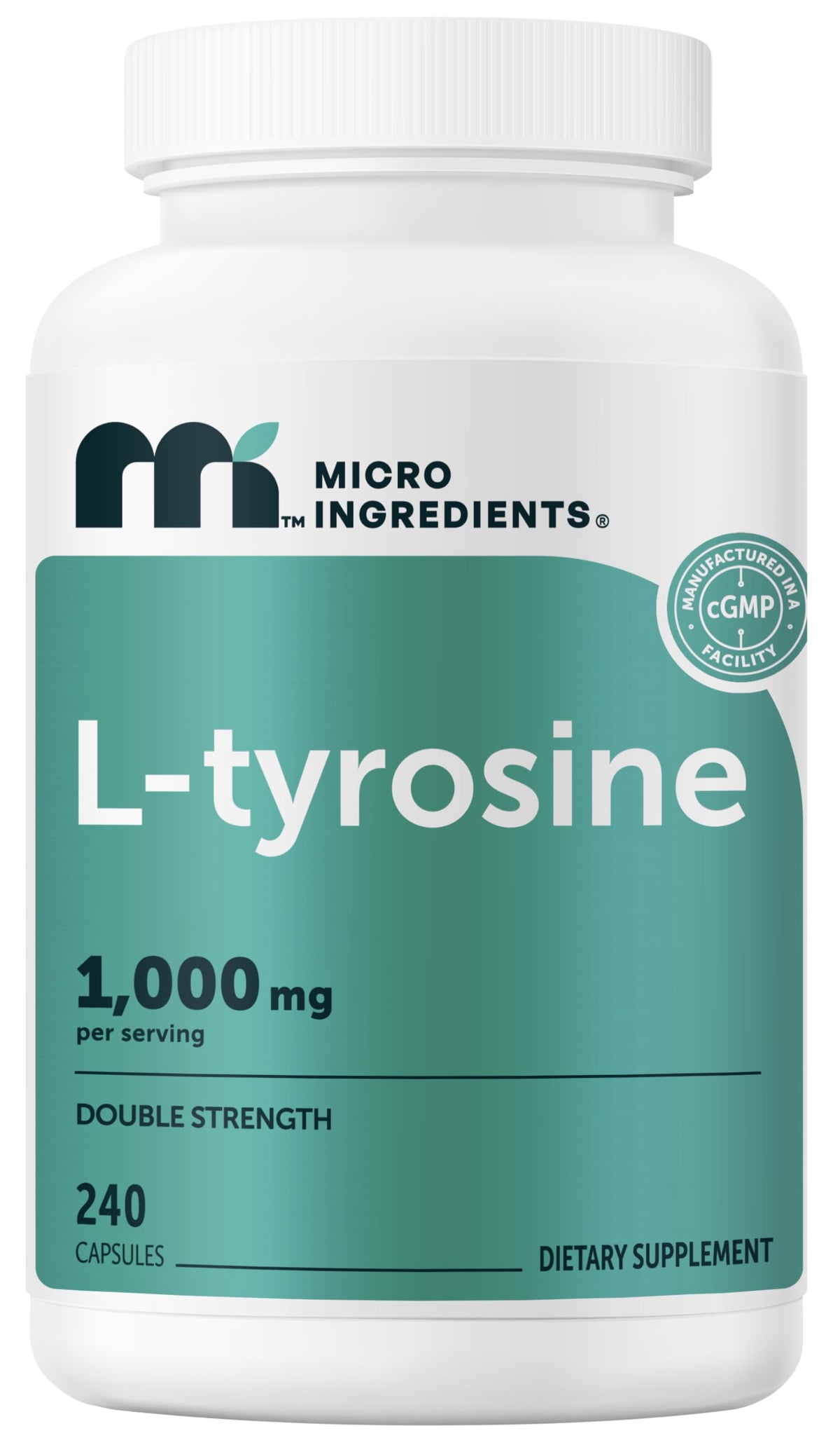Micro Ingredients L-Tyrosine 240 capsules bottle front view