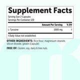 Micro Ingredients L-Tyrosine bottle with a measuring spoon