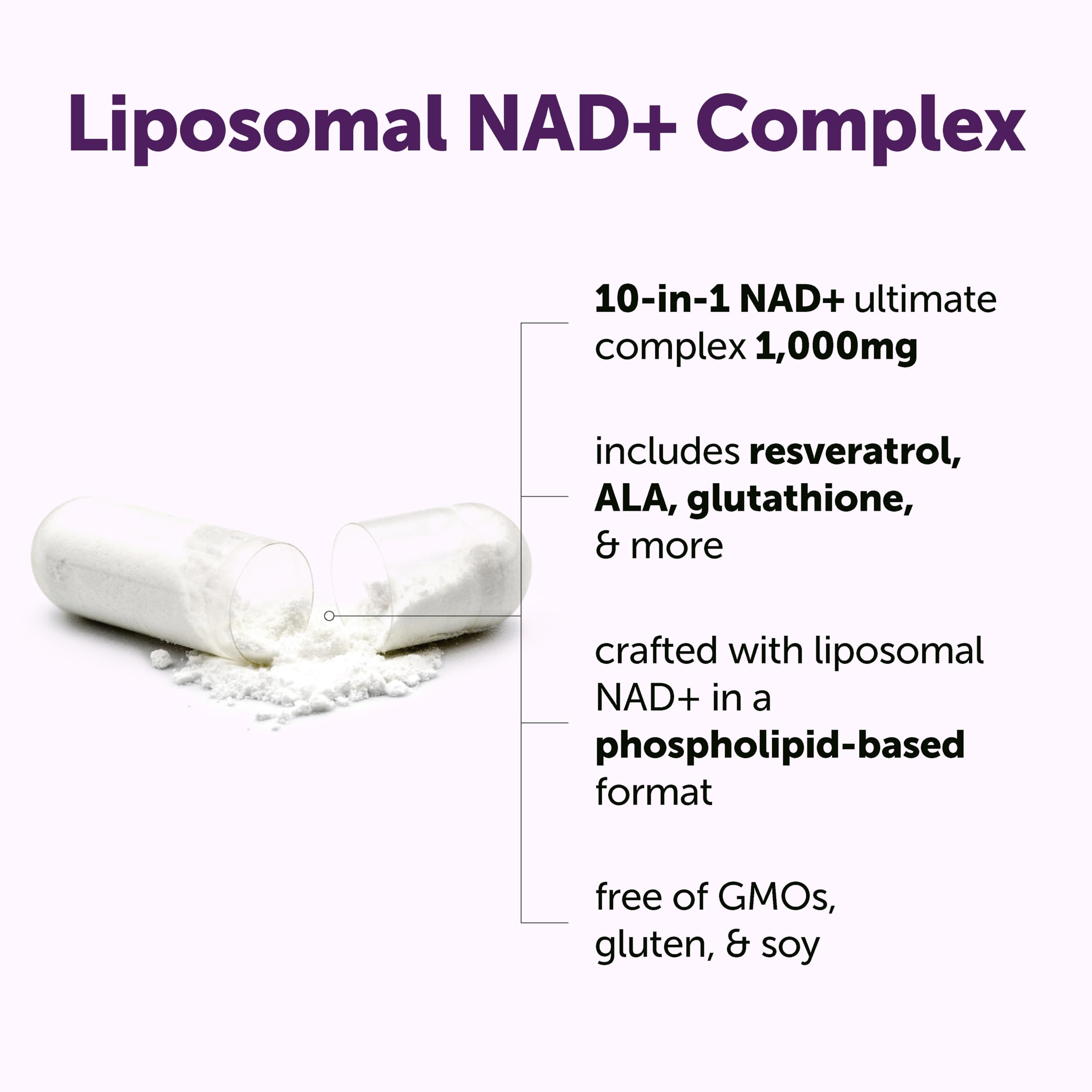 Micro Ingredients Liposomal NAD+ 10-in-1 vegetarian capsules bottle with label
