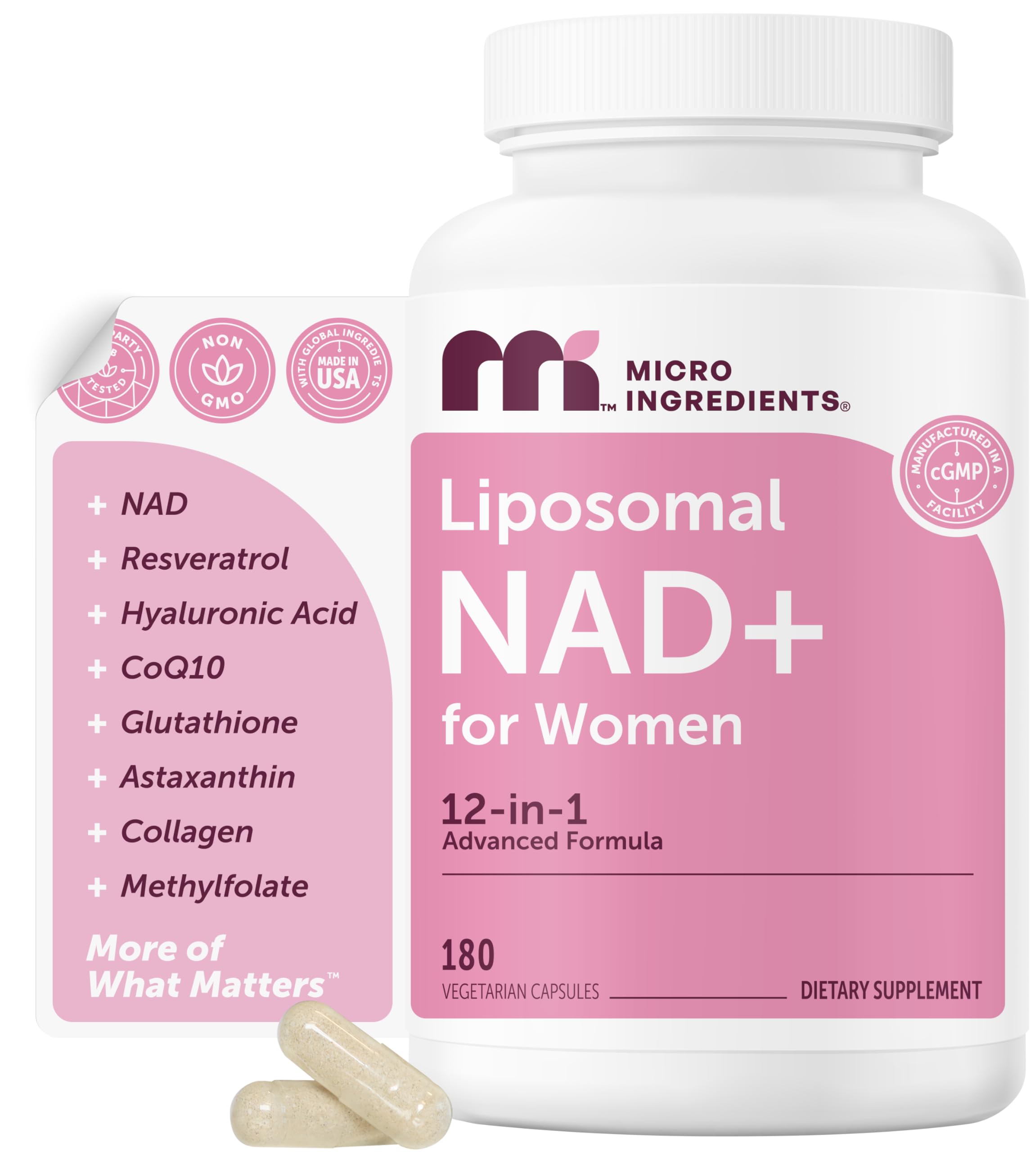 Micro Ingredients Liposomal NAD+ 12-in-1 Supplement front view