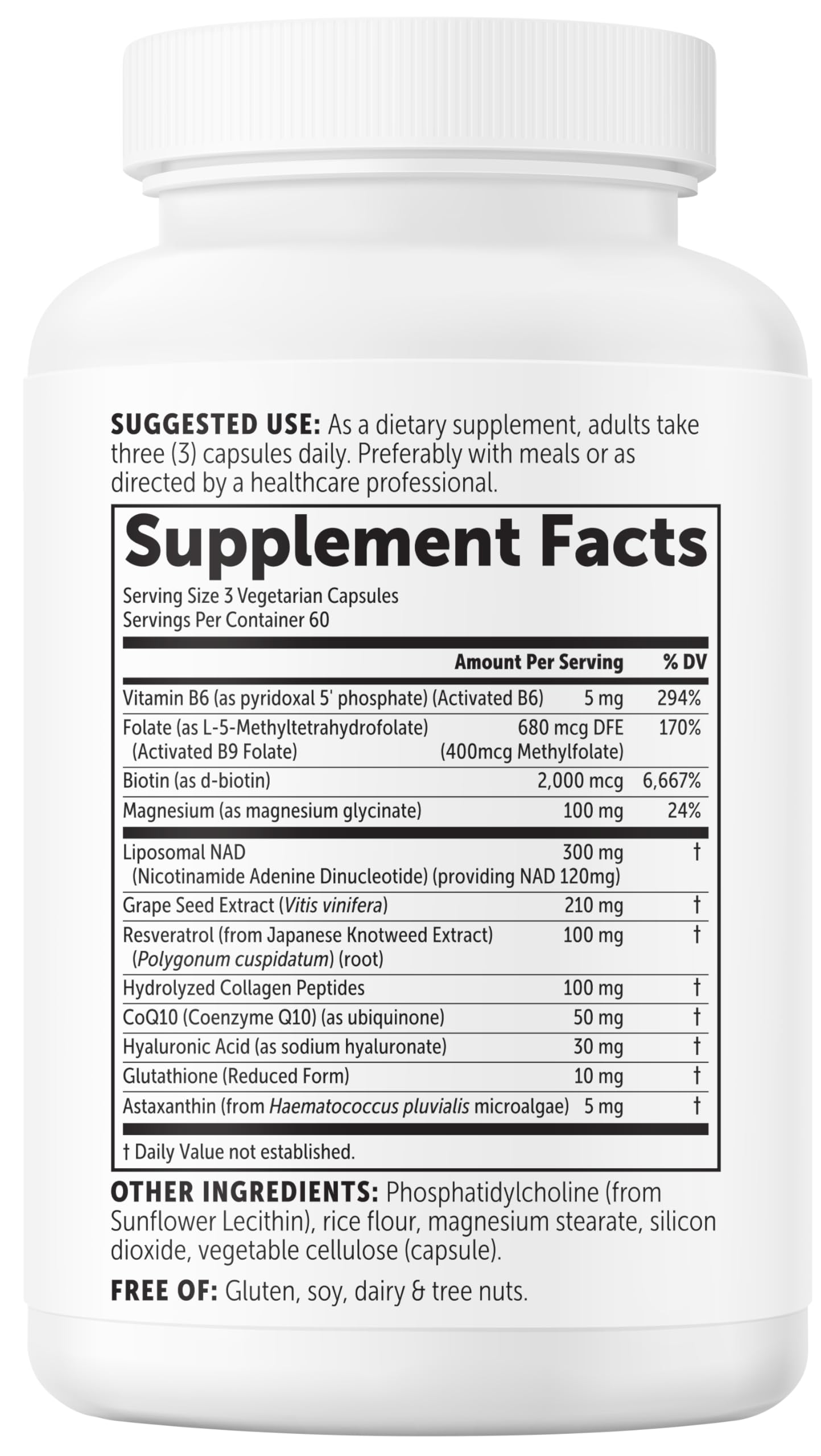 Micro Ingredients Liposomal NAD+ 12-in-1 Supplement with other vitamins