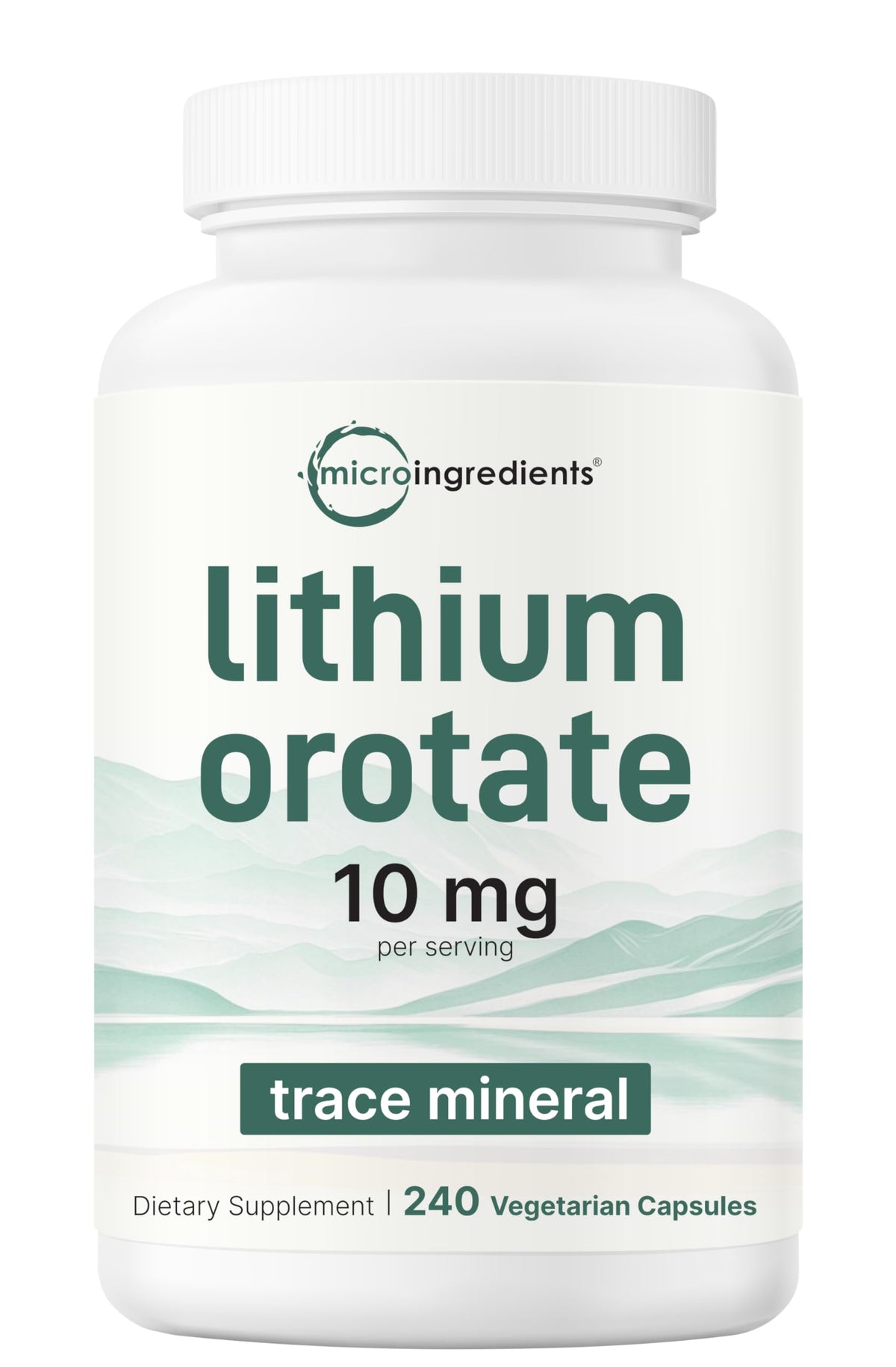 Micro Ingredients Lithium Orotate 240 vegetarian capsules front view