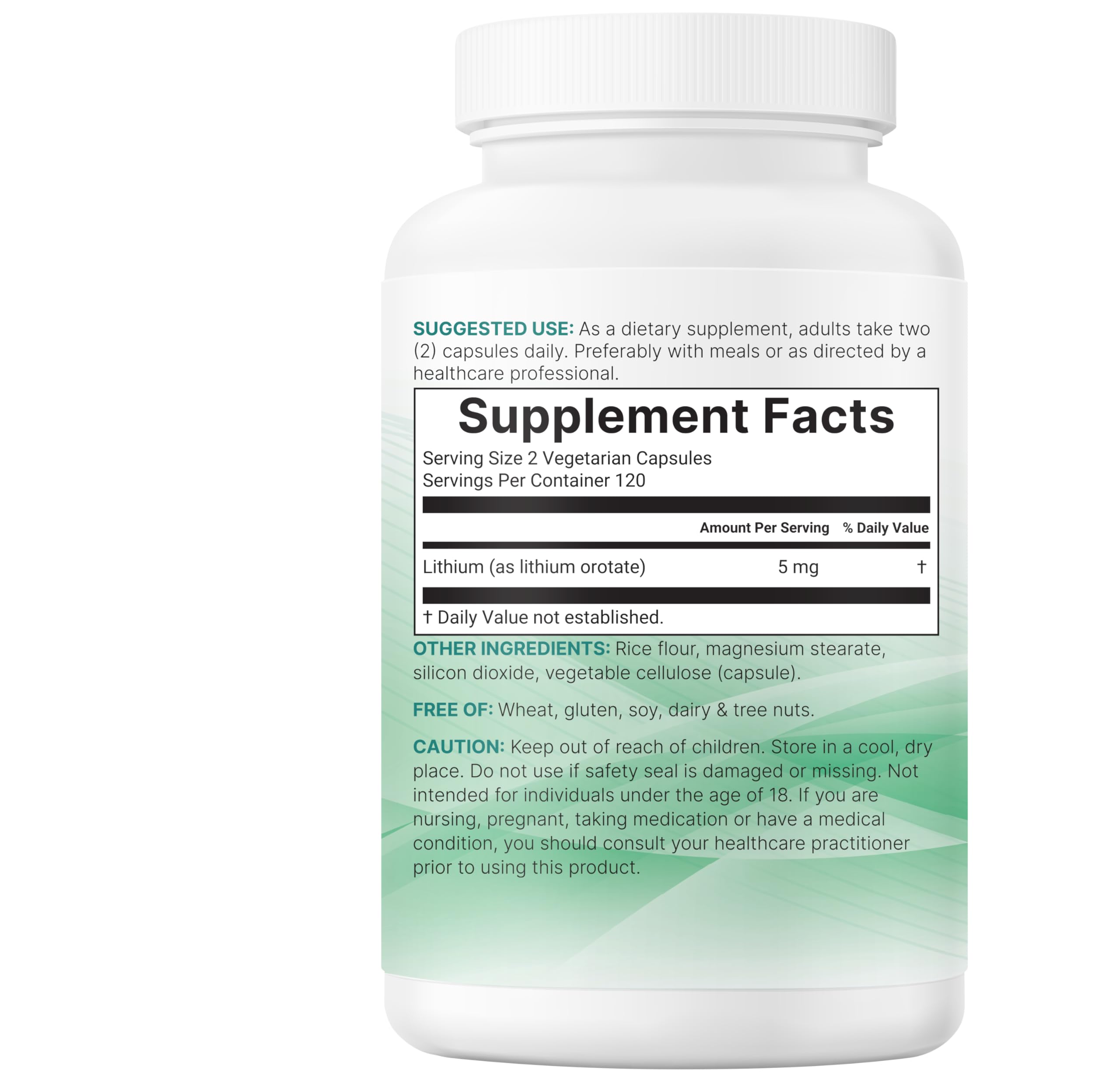 Micro Ingredients lithium orotate capsules on a wooden surface