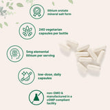 Micro Ingredients lithium orotate vegetarian capsules pouring out