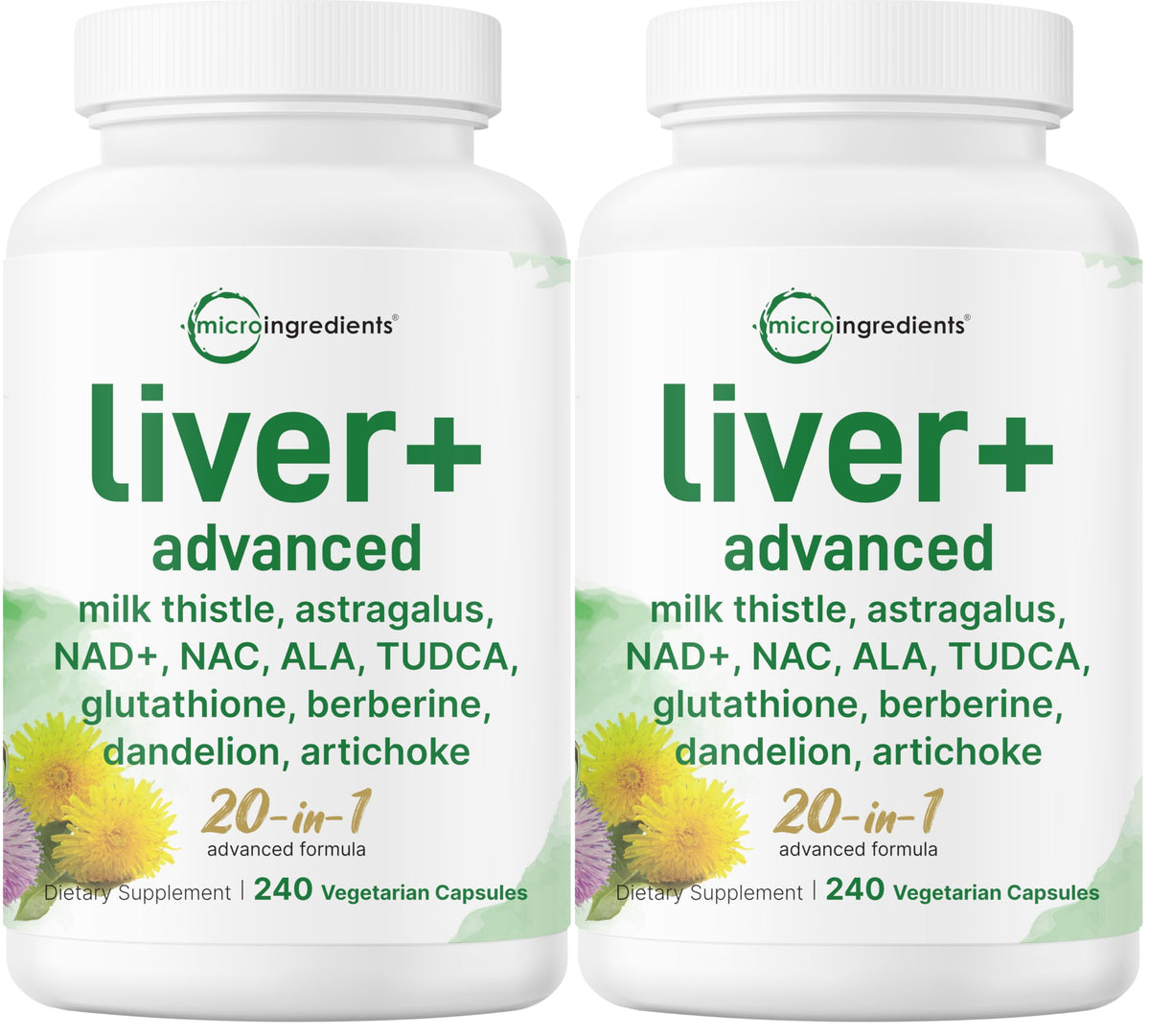 Micro Ingredients Liver Advanced 2 Pack front view with 480 capsules