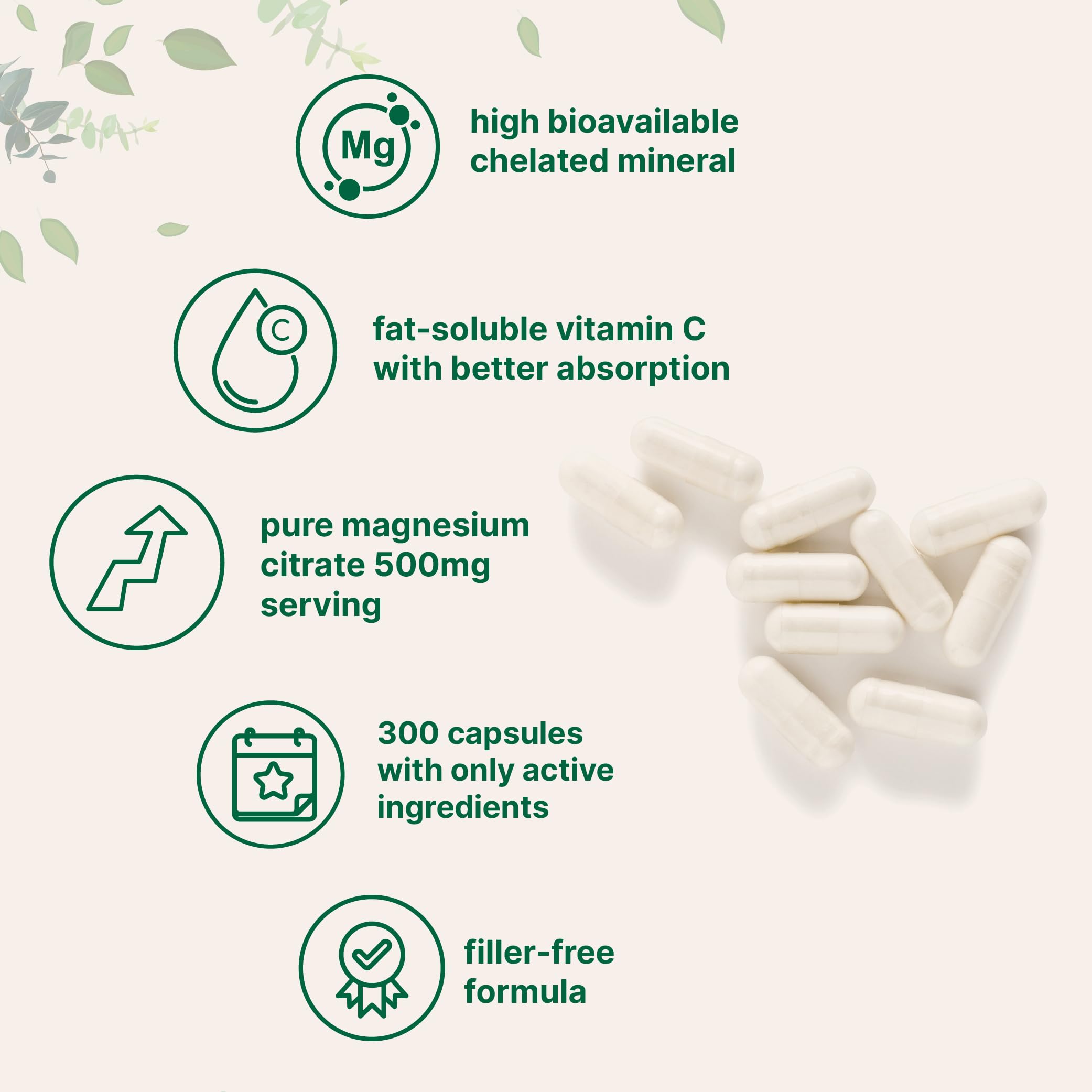 Micro Ingredients Magnesium Citrate Complex 500mg side view