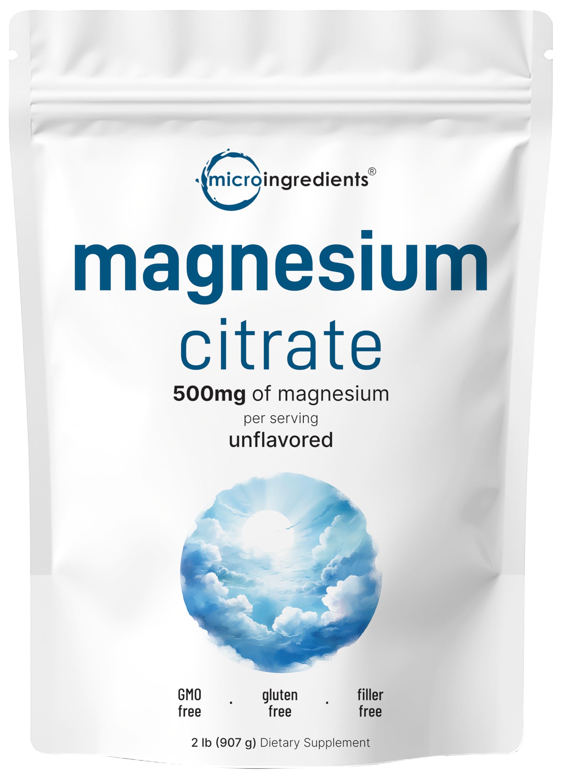 Micro Ingredients Magnesium Citrate Powder 907g front view
