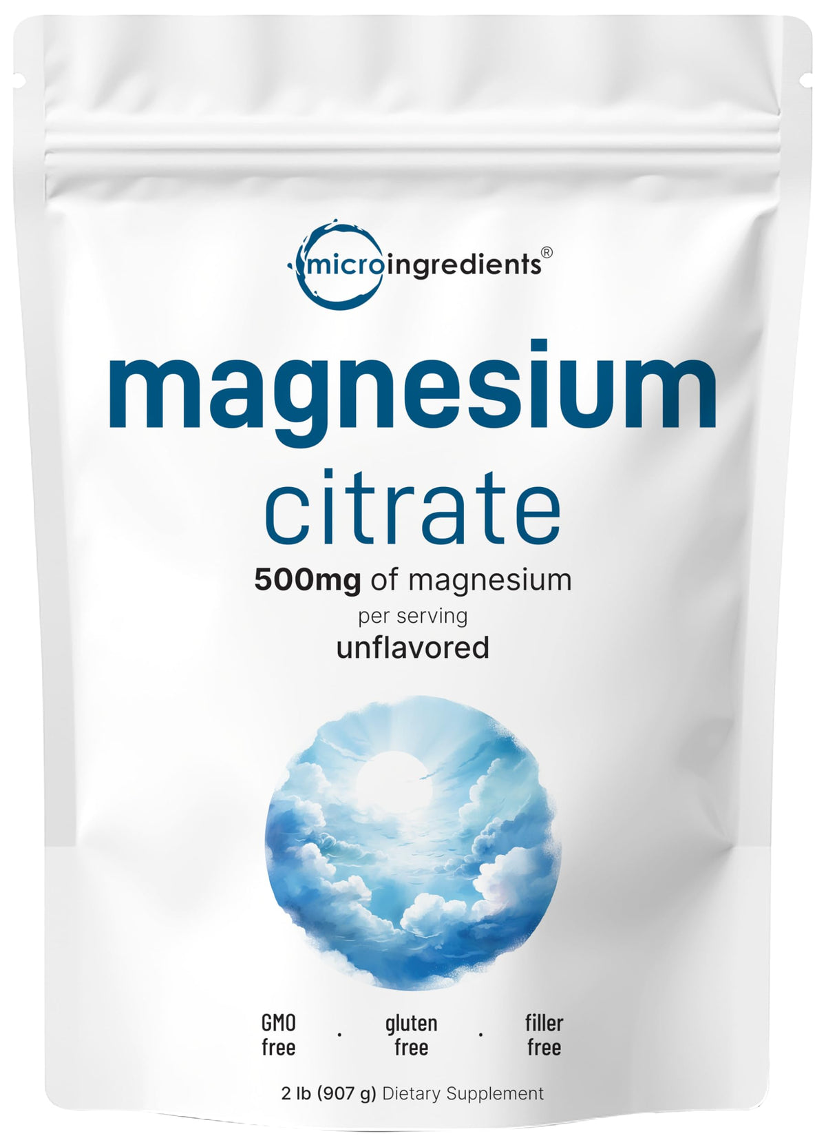 Micro Ingredients Magnesium Citrate Powder 907g front view