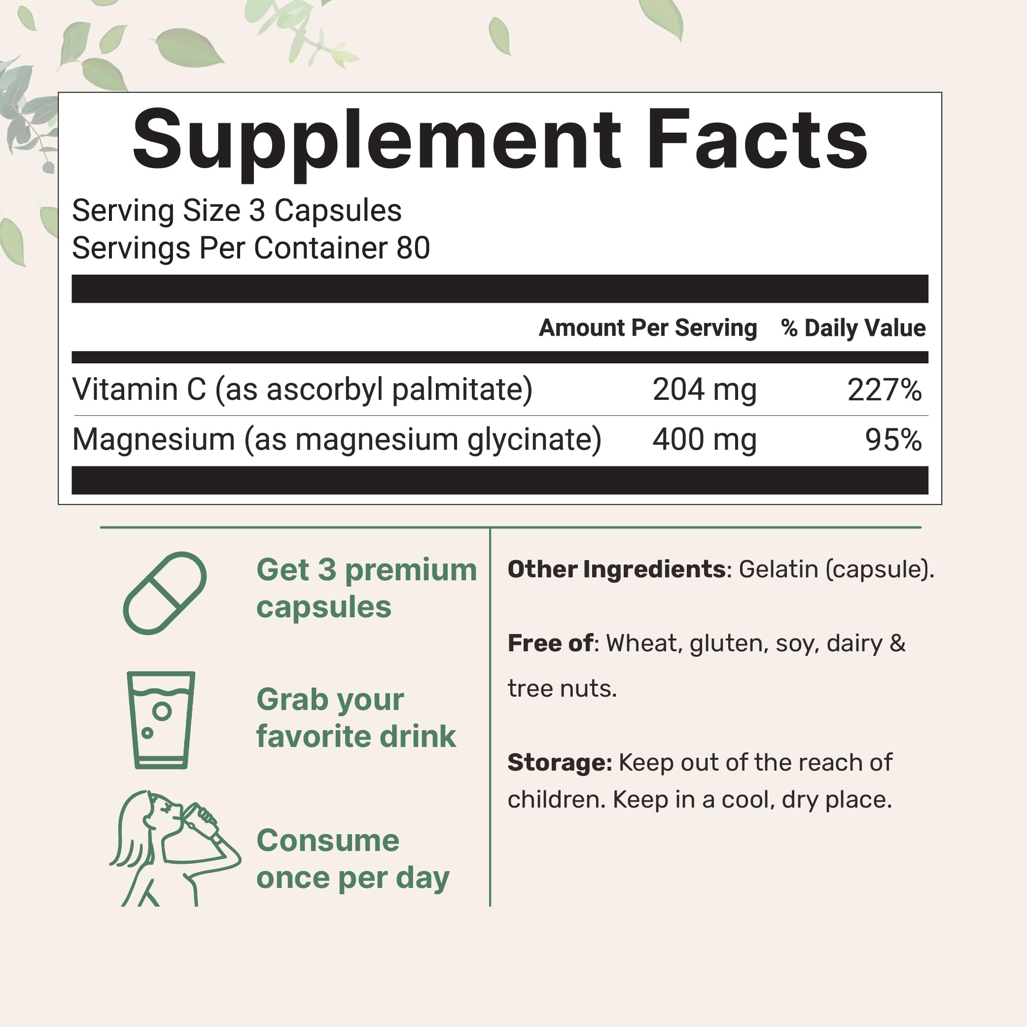 Micro Ingredients Magnesium Glycinate Capsules 240 count bottle