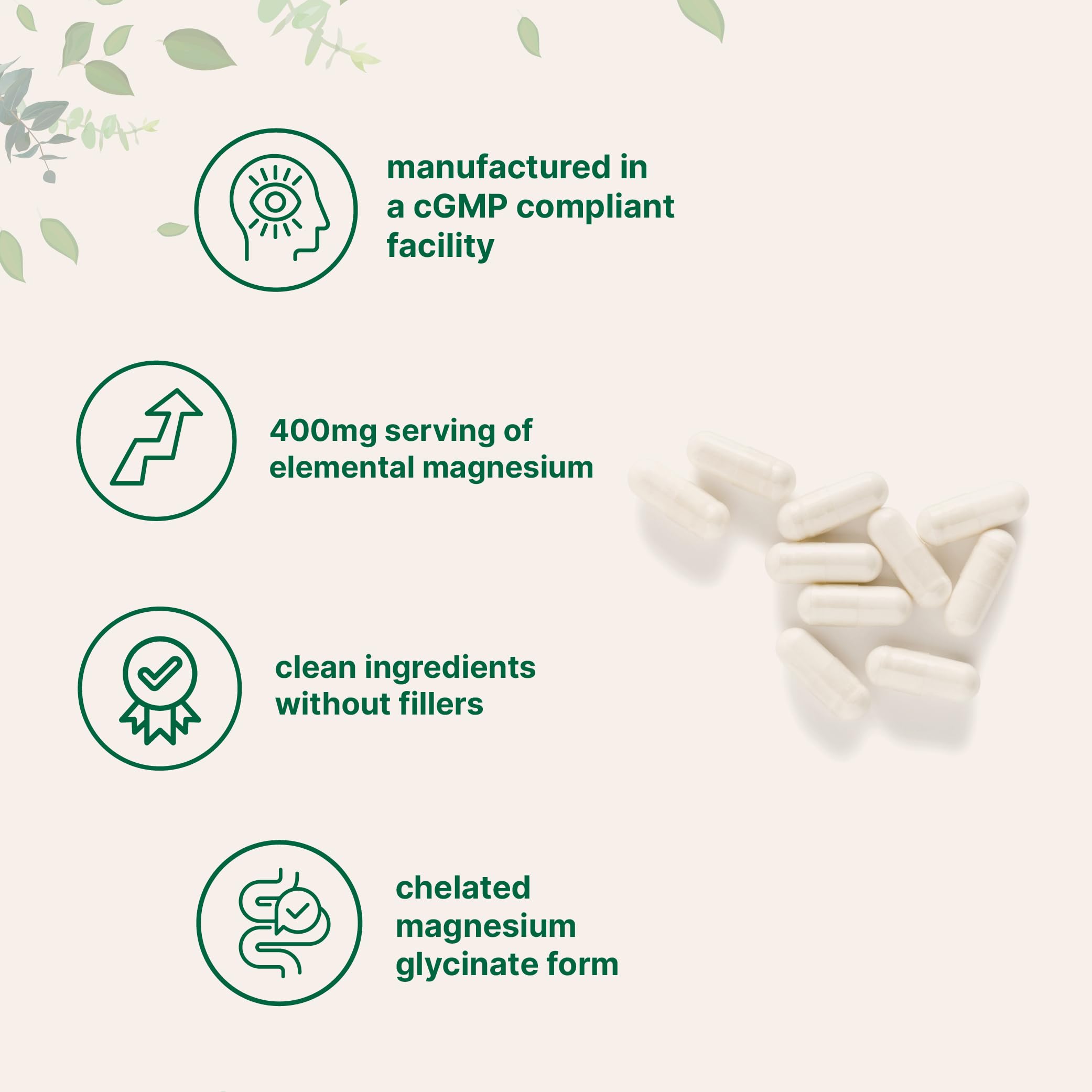 Micro Ingredients Magnesium Glycinate Capsules on a wooden table