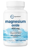 Micro Ingredients Magnesium Oxide Capsules 500 Count front view