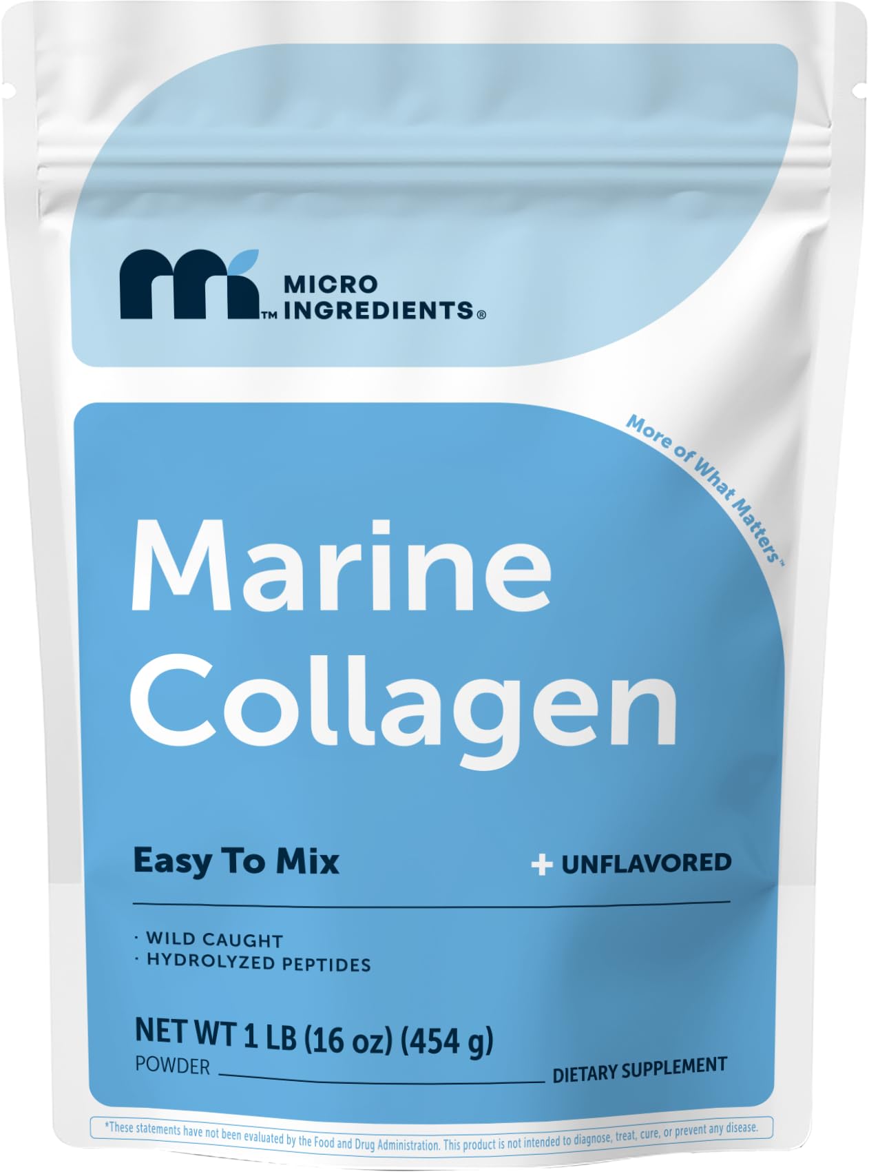 Micro Ingredients Marine Collagen Peptide Powder 1lb front view