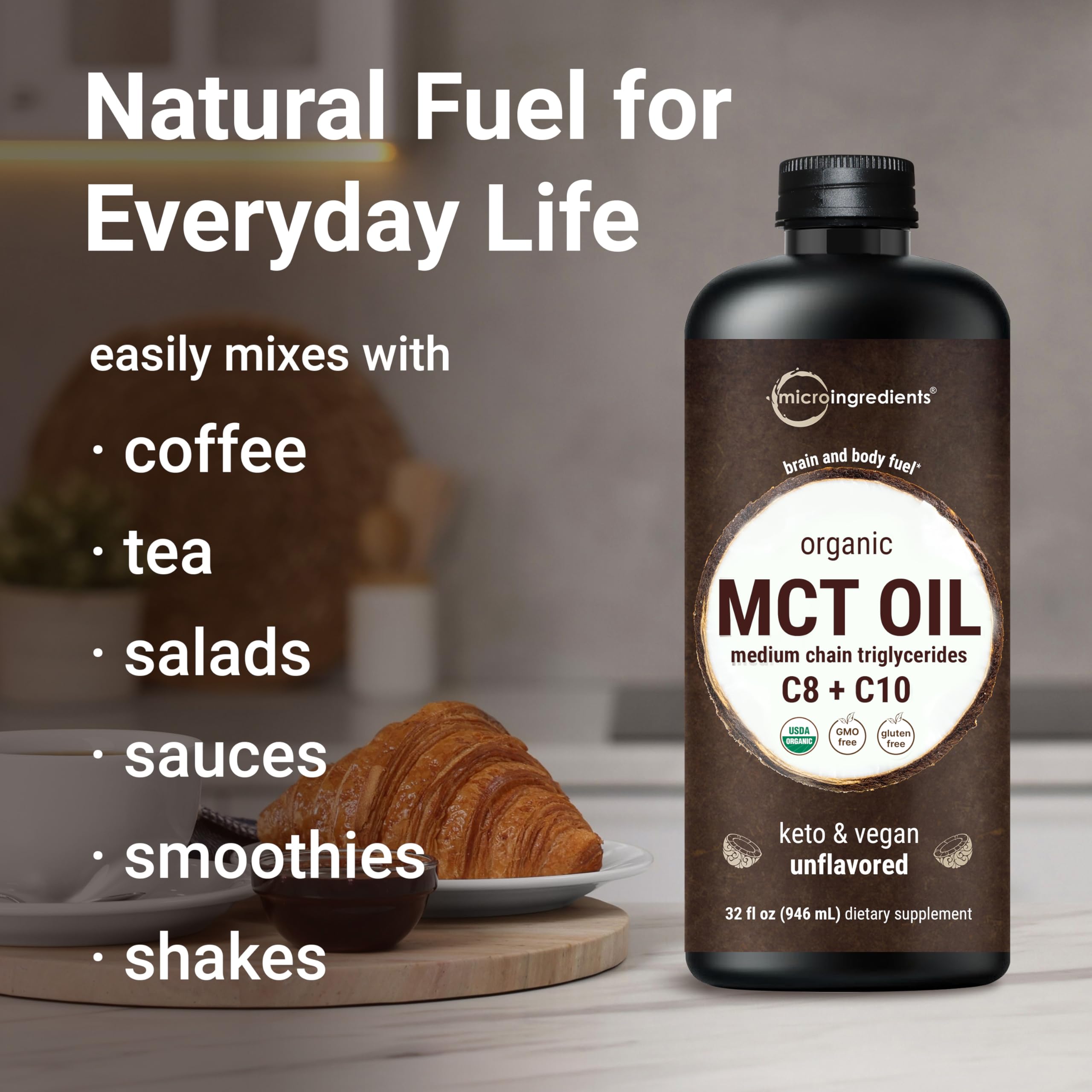 Micro Ingredients MCT Oil pouring into a smoothie