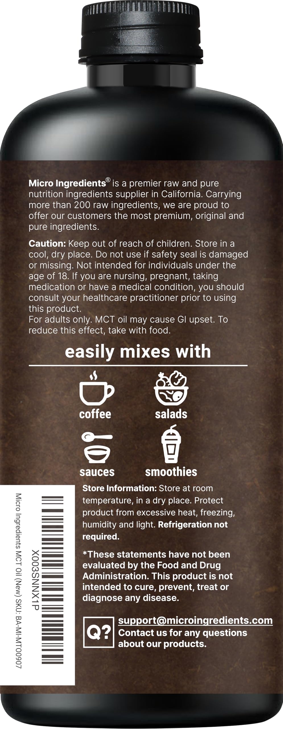 Micro Ingredients MCT Oil with coconut background