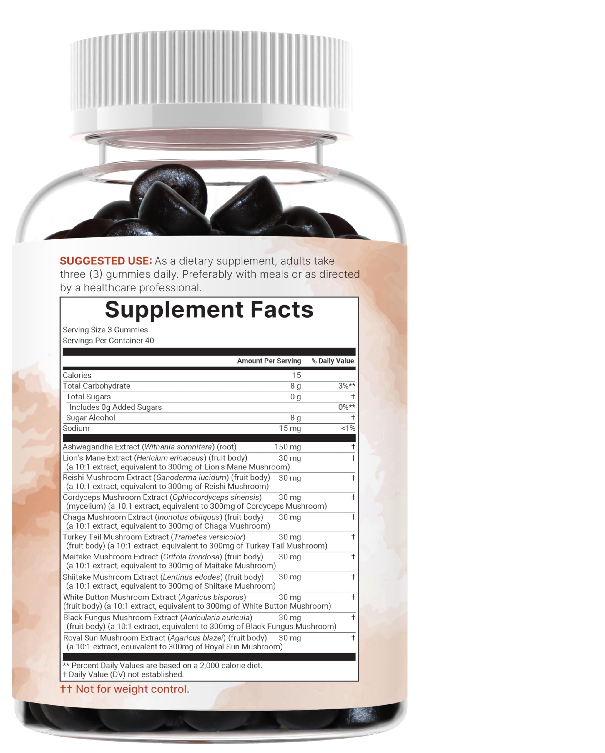 Micro Ingredients Mega Mushroom Gummies displayed with fresh raspberries and pomegranates