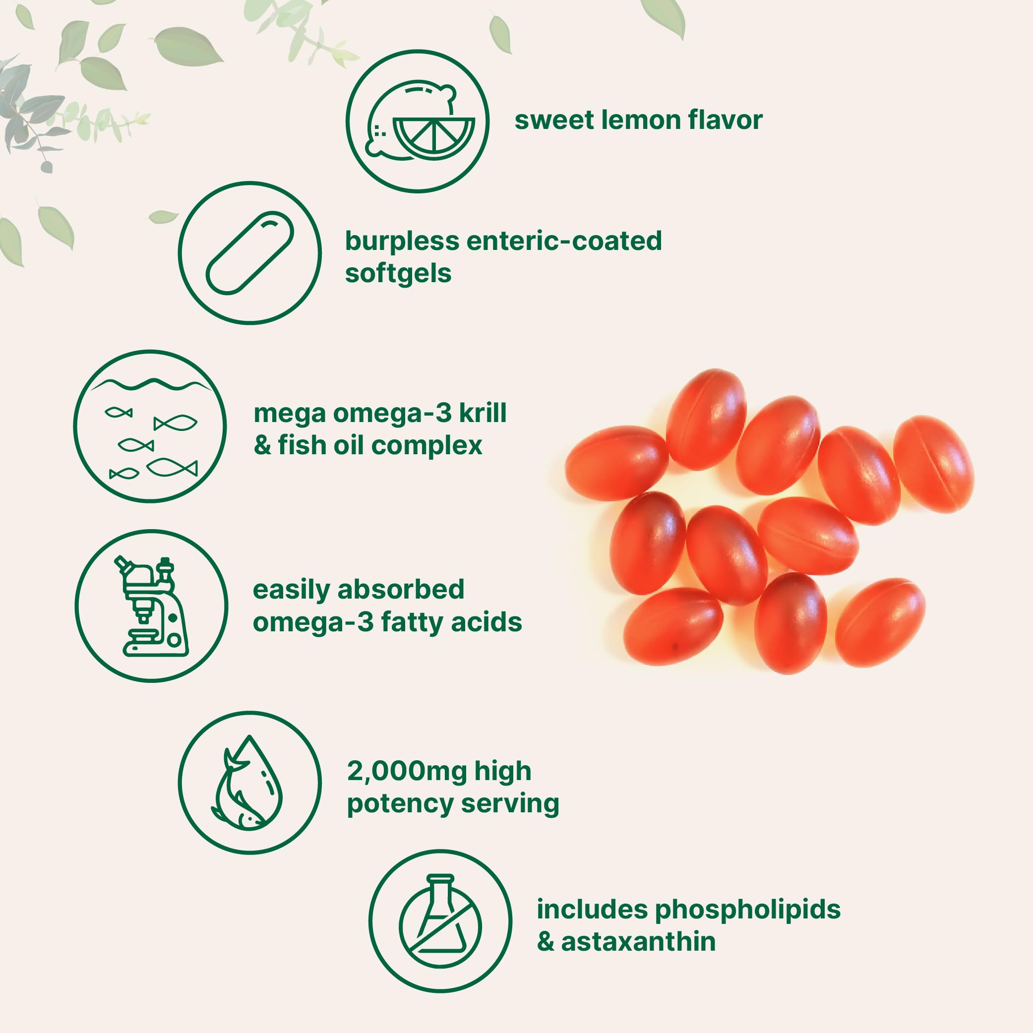 Micro Ingredients Mega Omega-3 Krill Oil Softgels side view showing softgel size