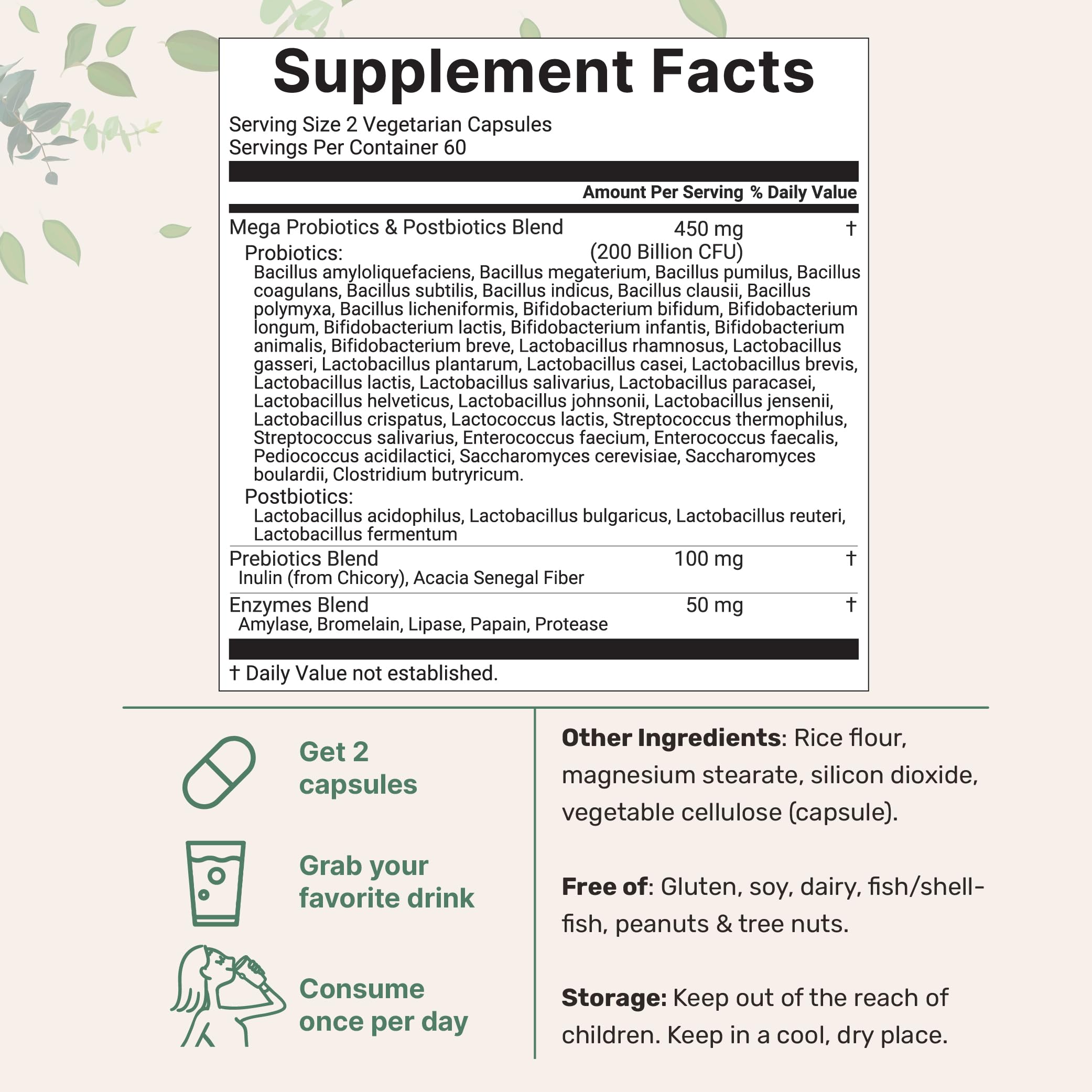 Micro Ingredients Mega Probiotic Veggie Capsules side view