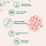 Micro Ingredients Melatonin 10mg strawberry flavour tablets in a bowl