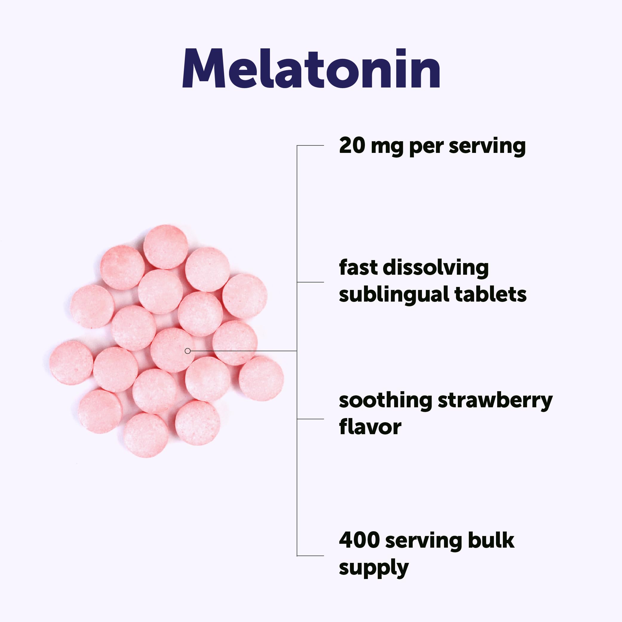 Micro Ingredients Melatonin 20mg Strawberry Tablets side view