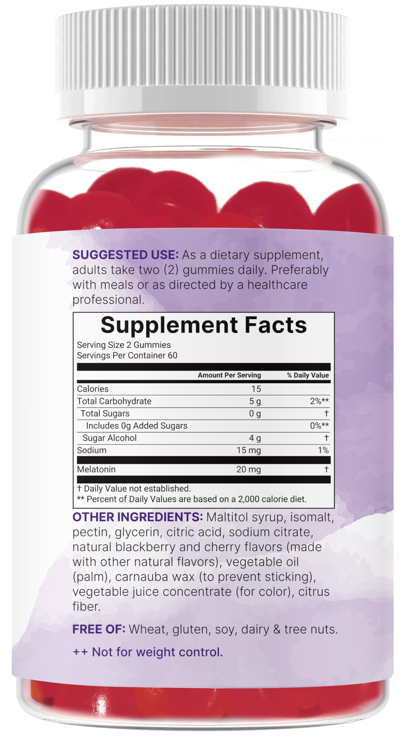 Micro Ingredients Melatonin Gummies nutritional information