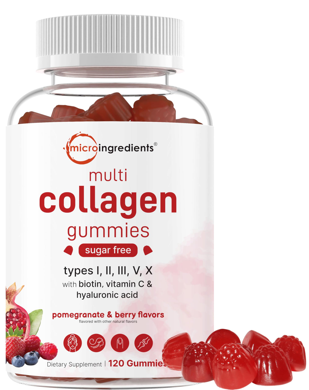 Micro Ingredients Multi Collagen Gummies front view with packaging