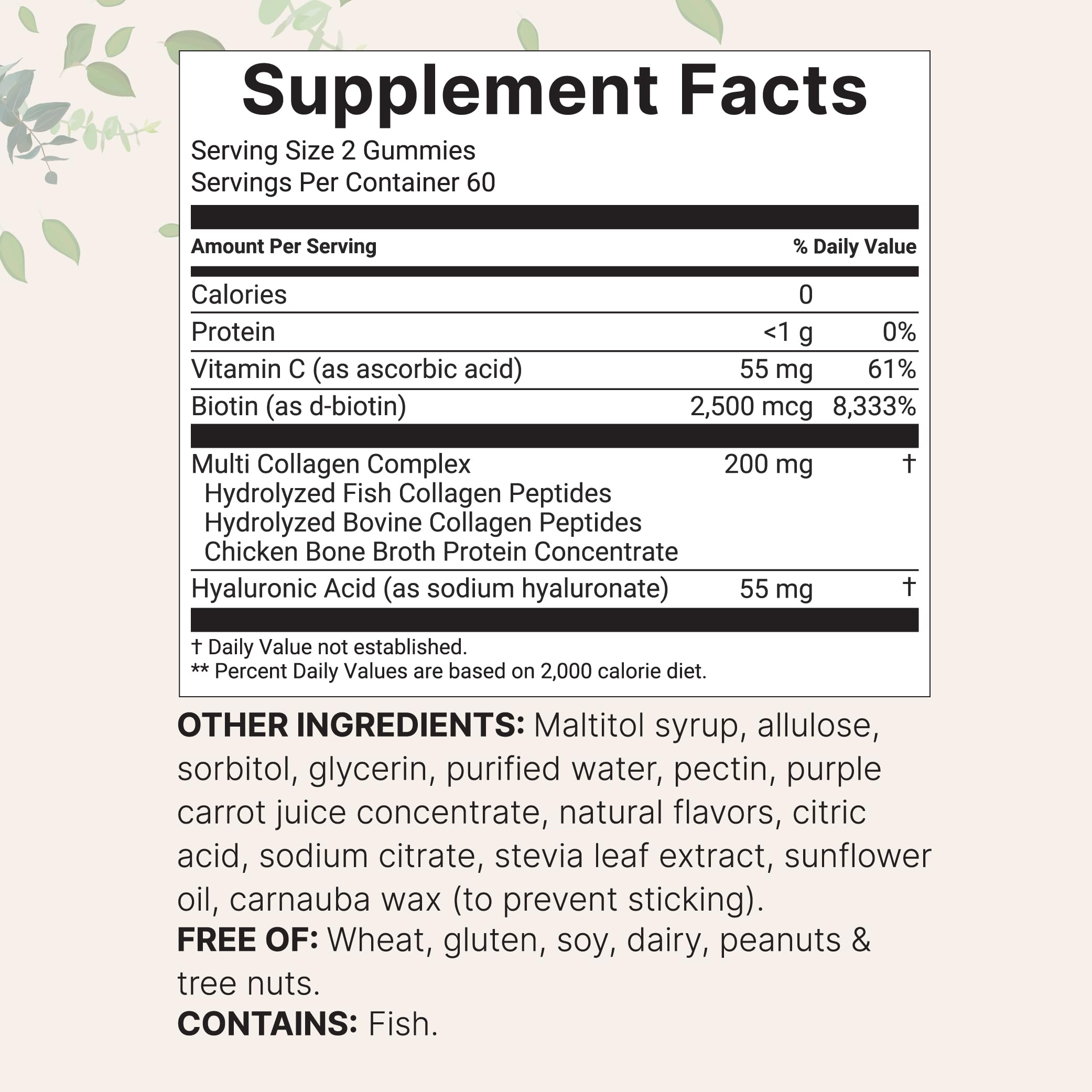 Micro Ingredients Multi Collagen Gummies ingredients list on packaging