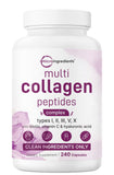Micro Ingredients Multi Collagen Peptides Complex 240 capsules front view