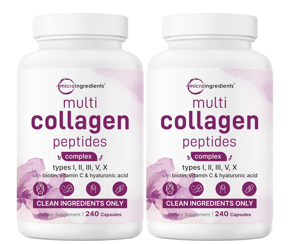 Micro Ingredients Multi Collagen Peptides Complex 480 capsules front view