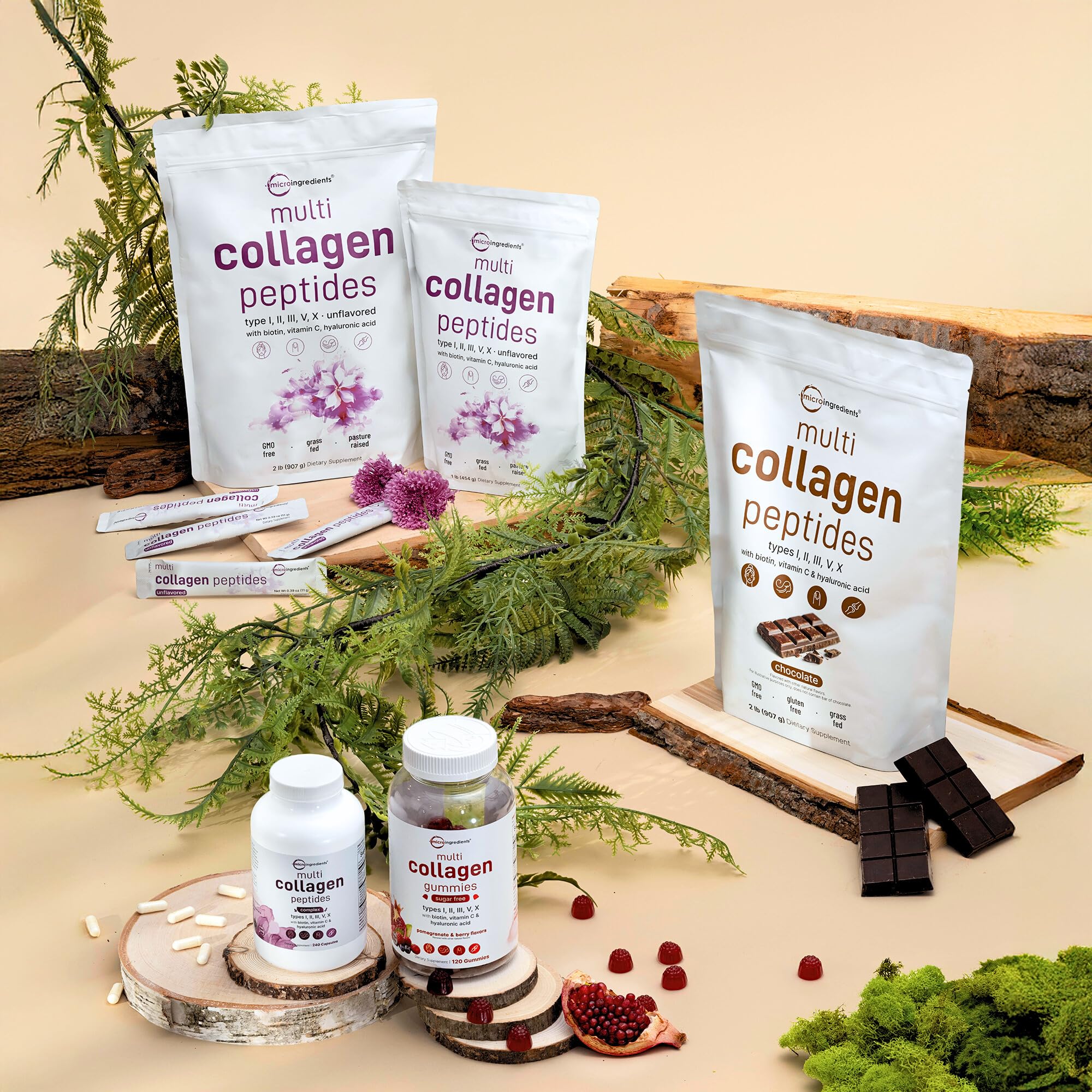 Micro Ingredients Multi Collagen Peptides Complex bottle on a table