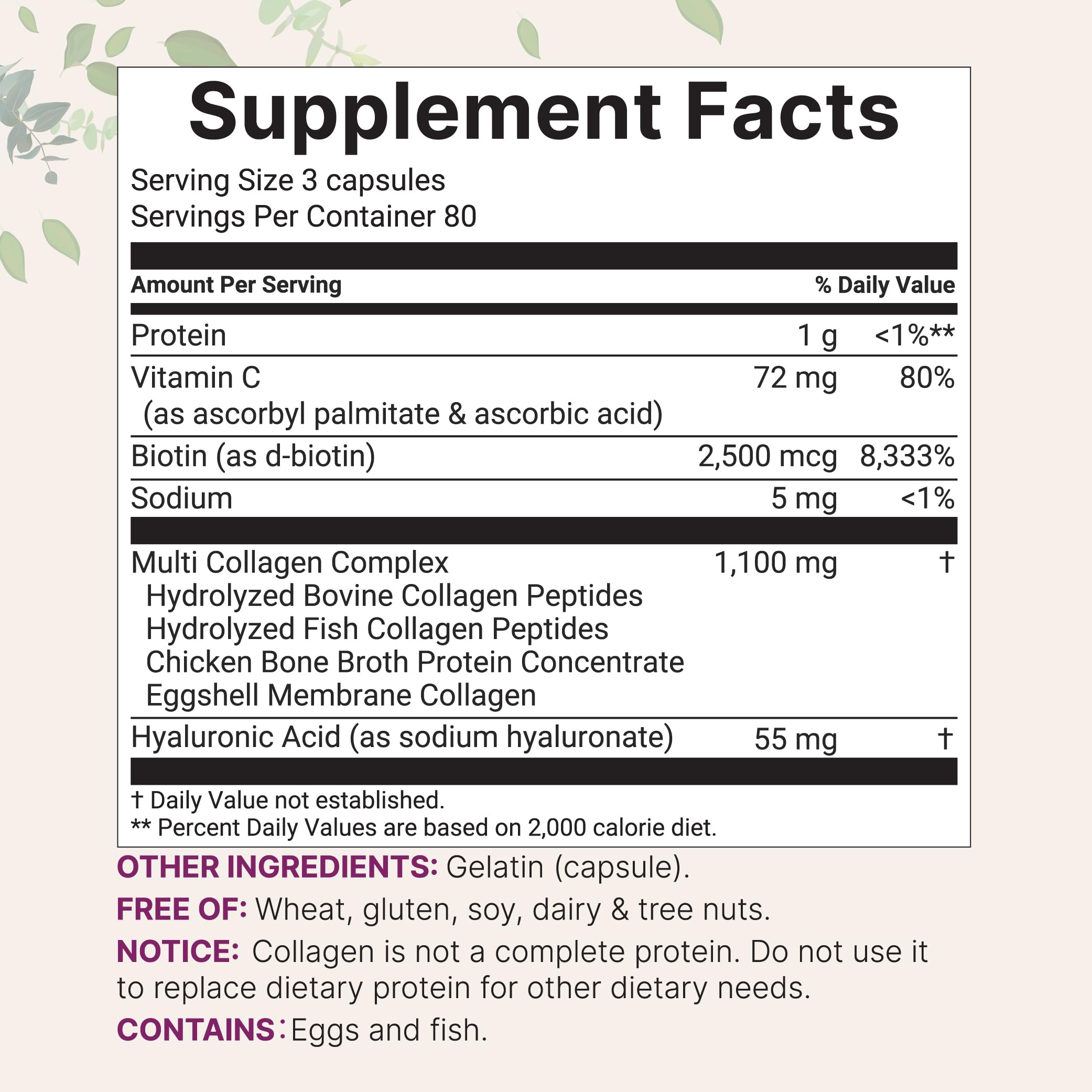 Micro Ingredients Multi Collagen Peptides Complex capsules side view
