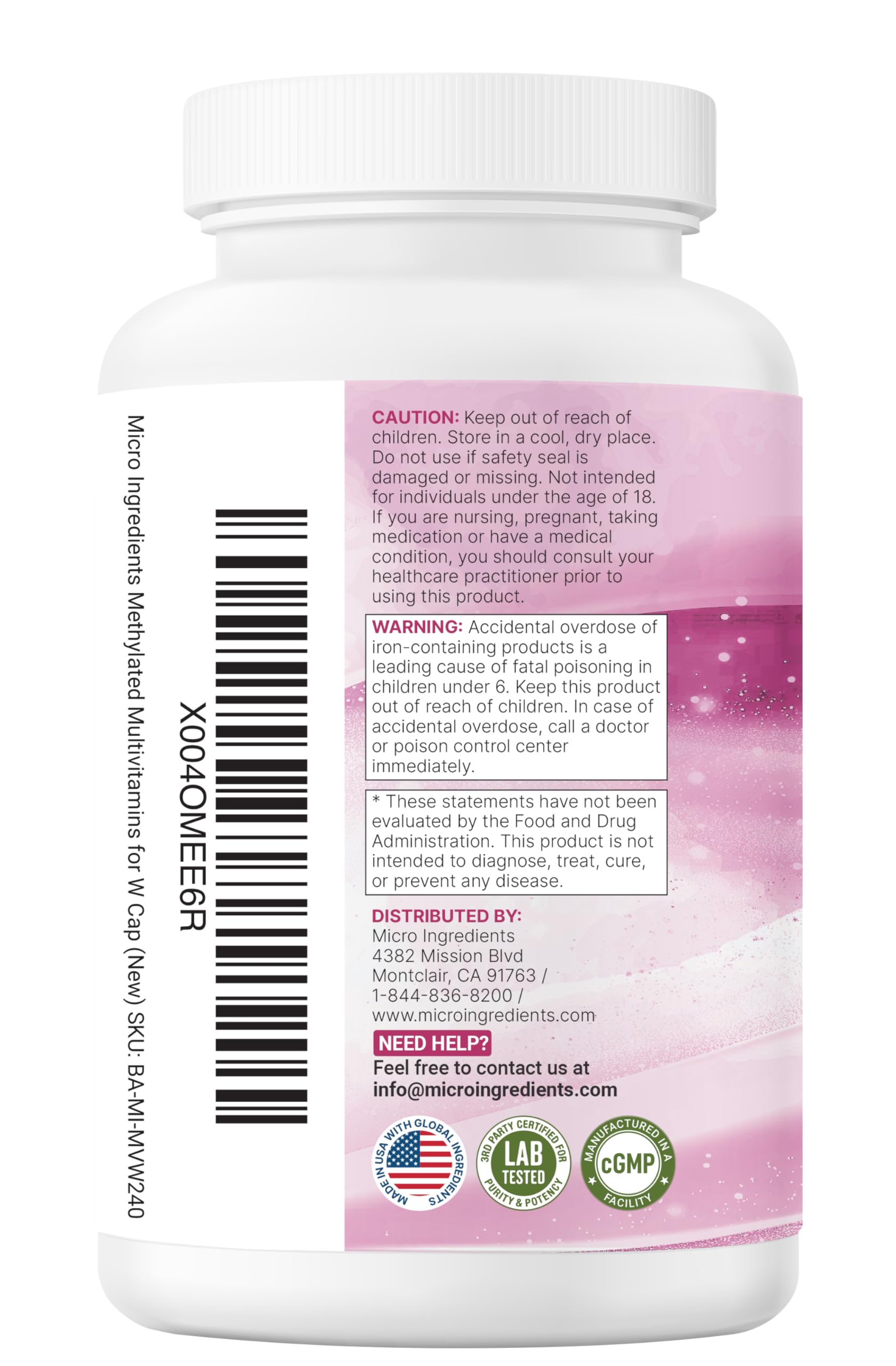 Micro Ingredients multivitamin bottle with natural ingredients in the background