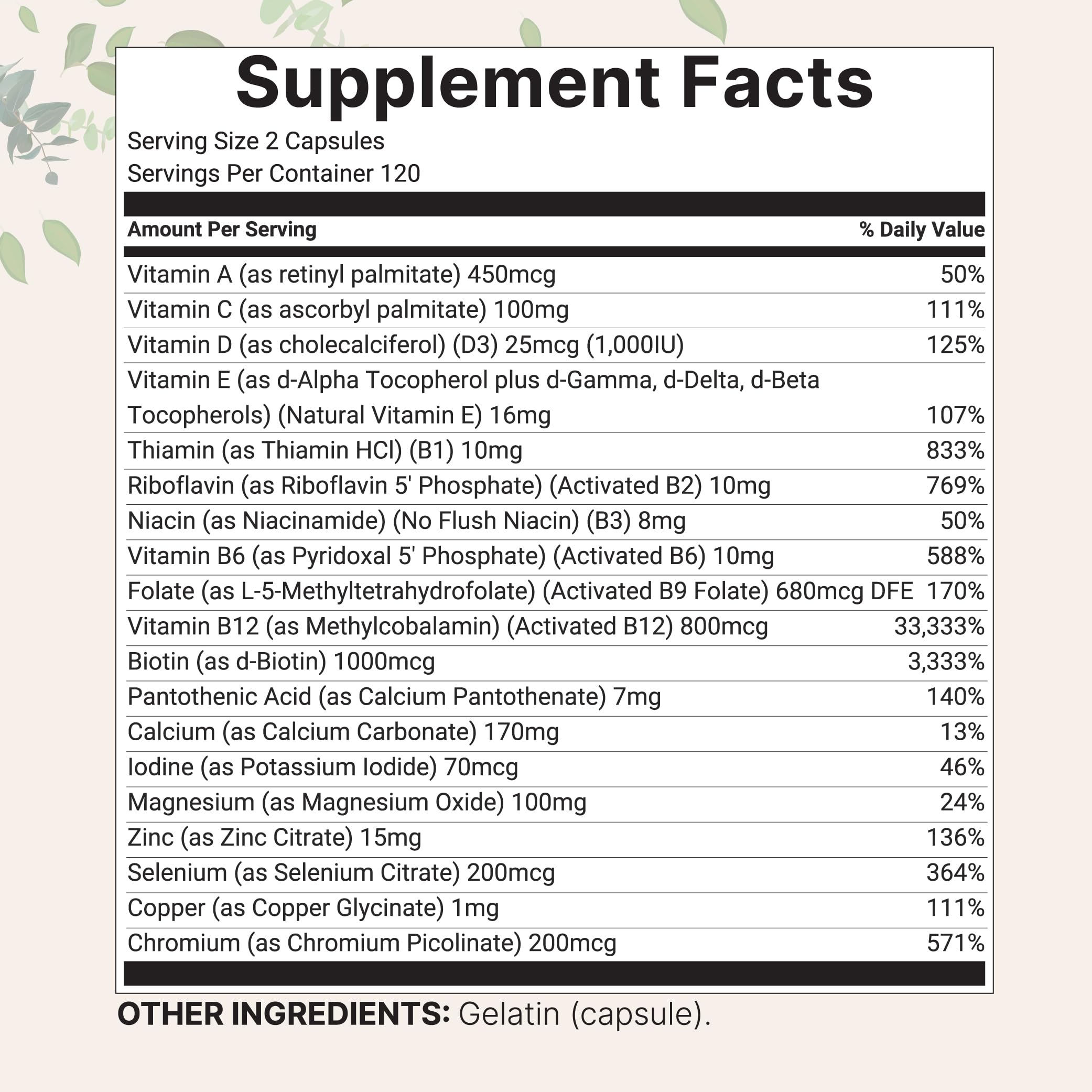 Micro Ingredients multivitamin capsule bottle side view