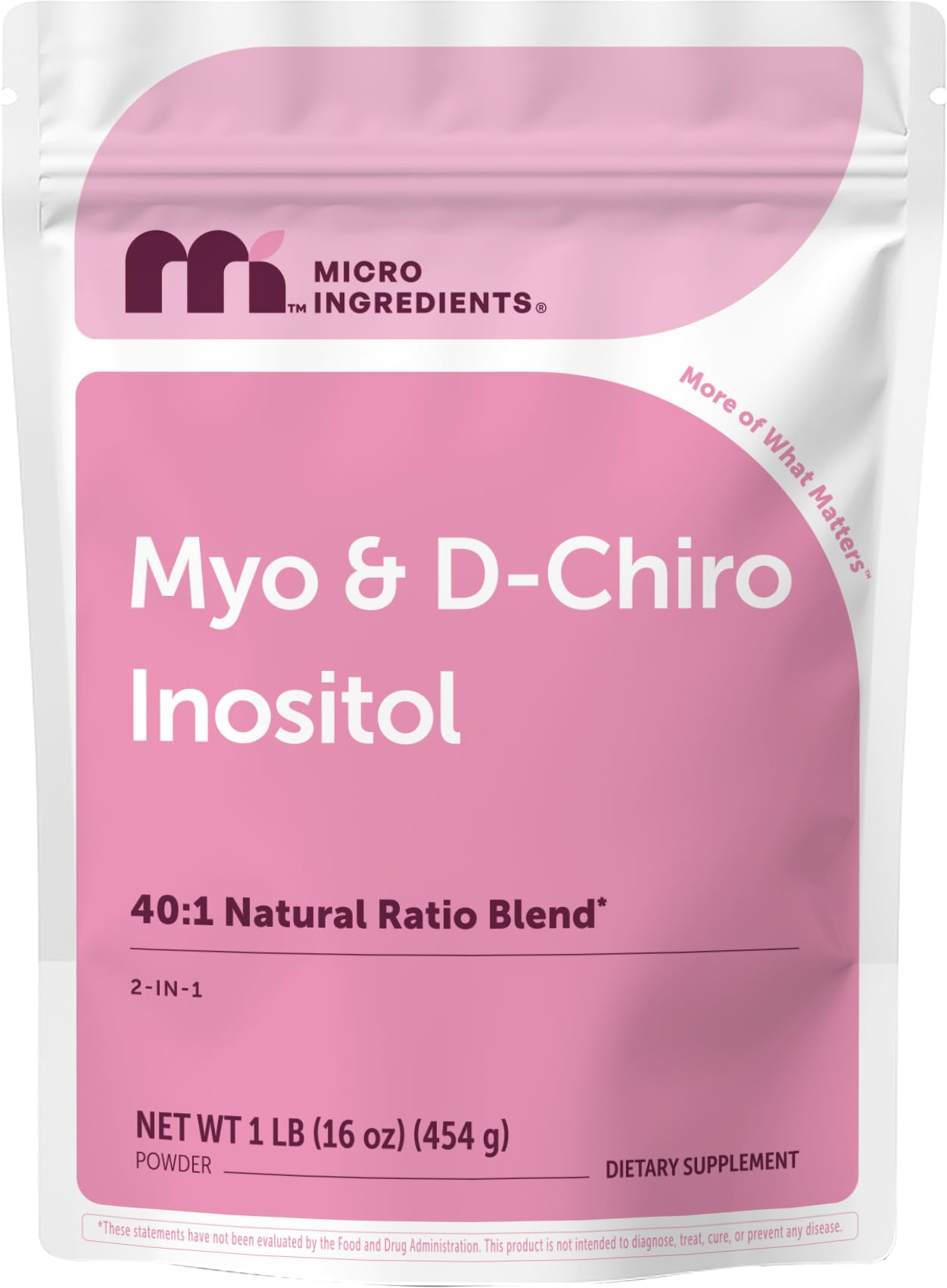 Micro Ingredients Myo-Inositol & D-Chiro Inositol Powder 454g front view