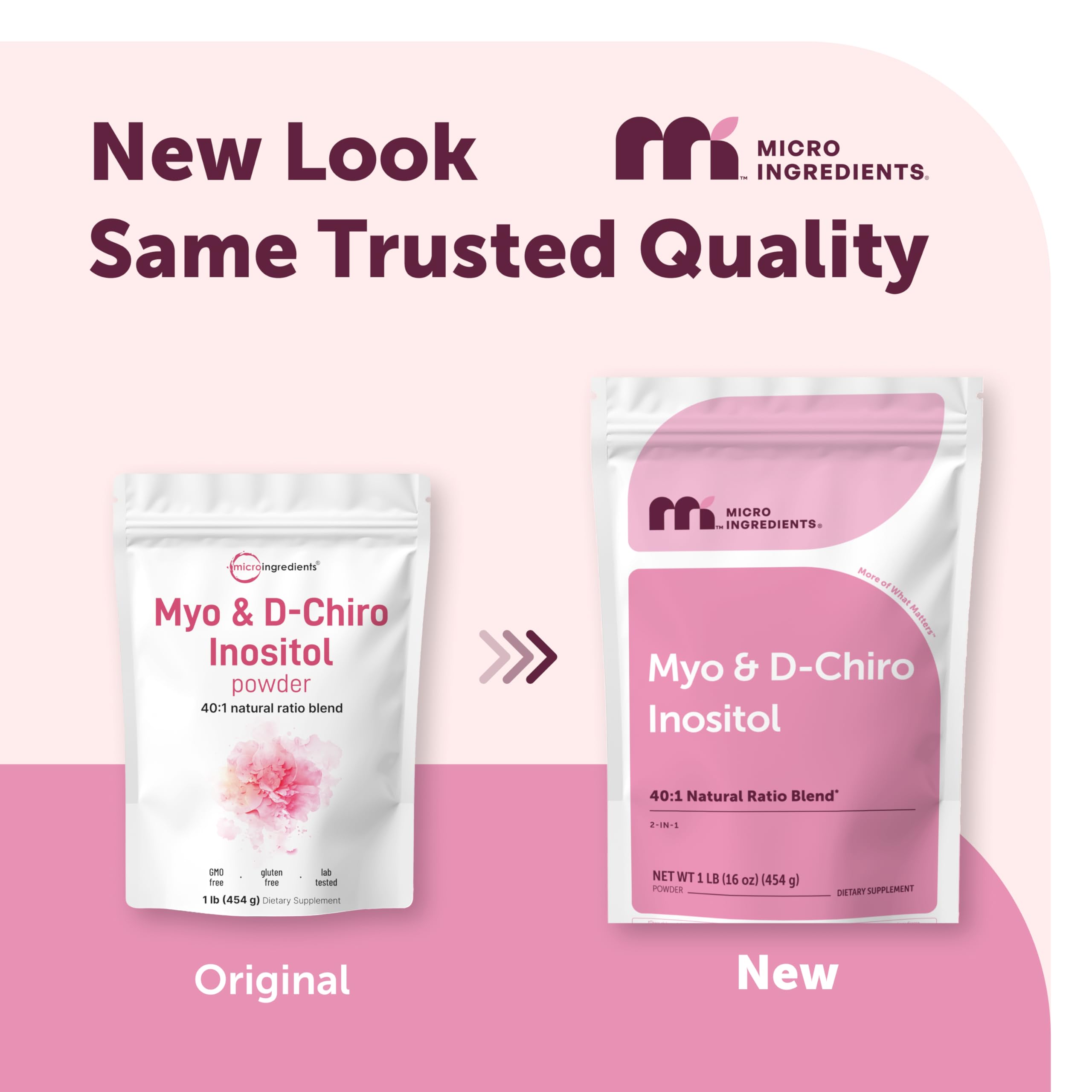 Micro Ingredients Myo-Inositol & D-Chiro Inositol Powder 454g side view
