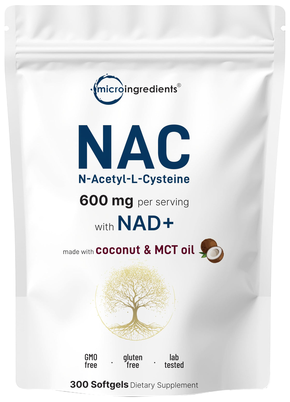 Micro Ingredients NAC 600mg softgels front view