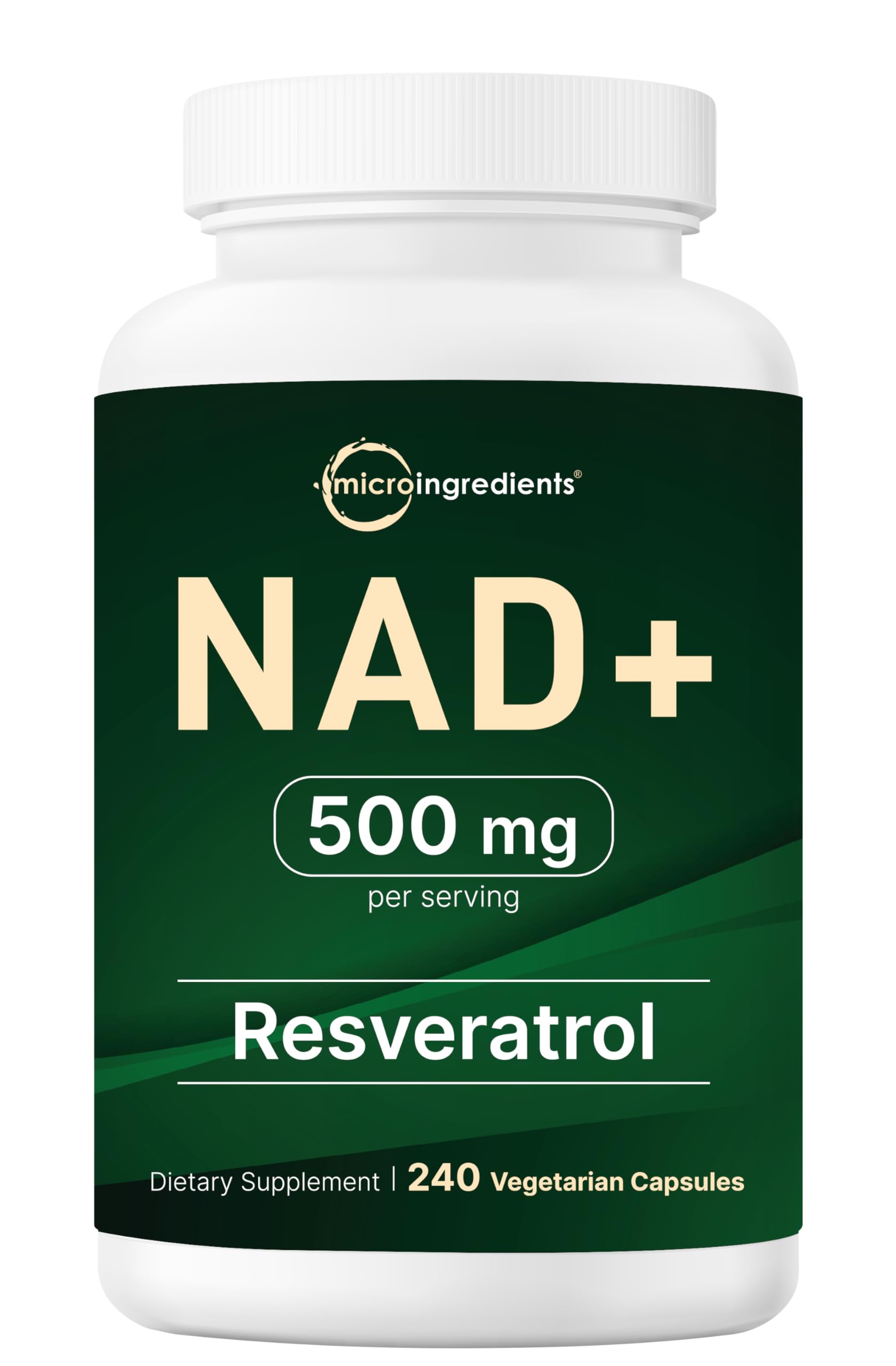 Micro Ingredients NAD+ Resveratrol 240 capsules front view