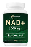 Micro Ingredients NAD+ Resveratrol 240 capsules front view