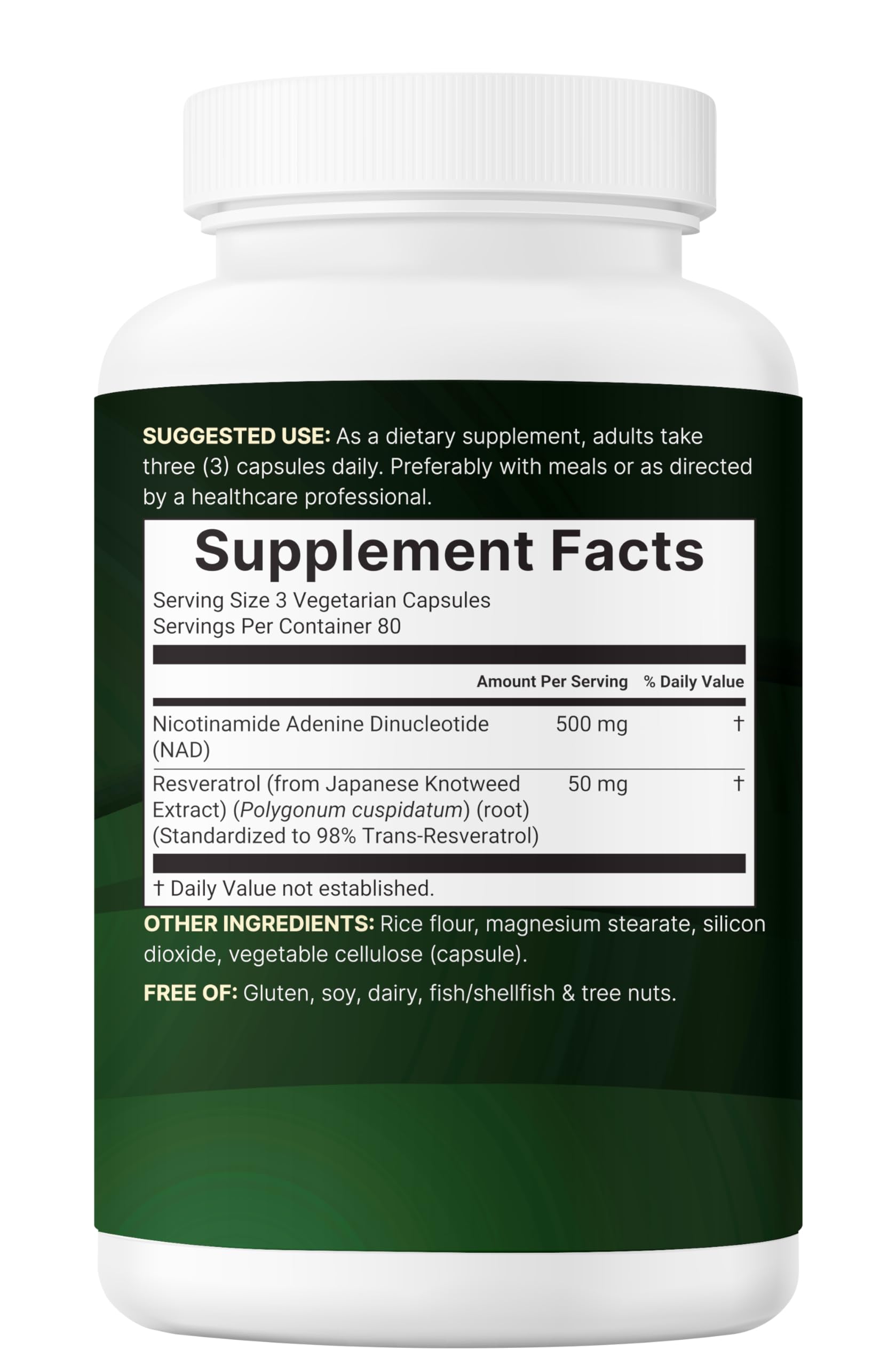 Micro Ingredients NAD+ Resveratrol capsules in a hand