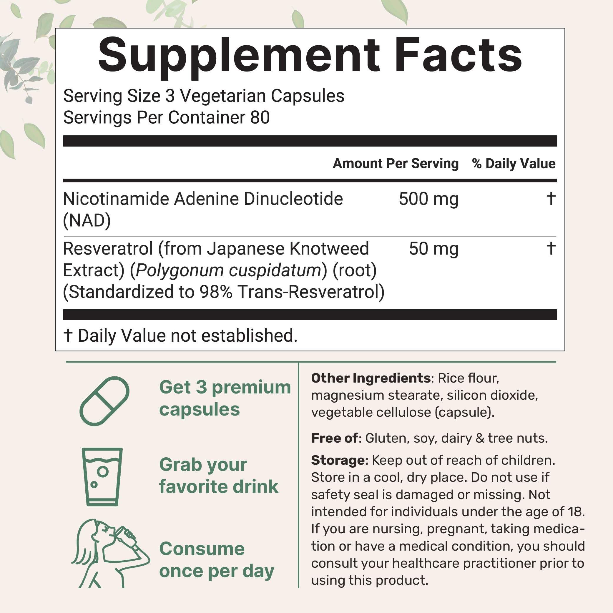 Micro Ingredients NAD+ Resveratrol side view with label