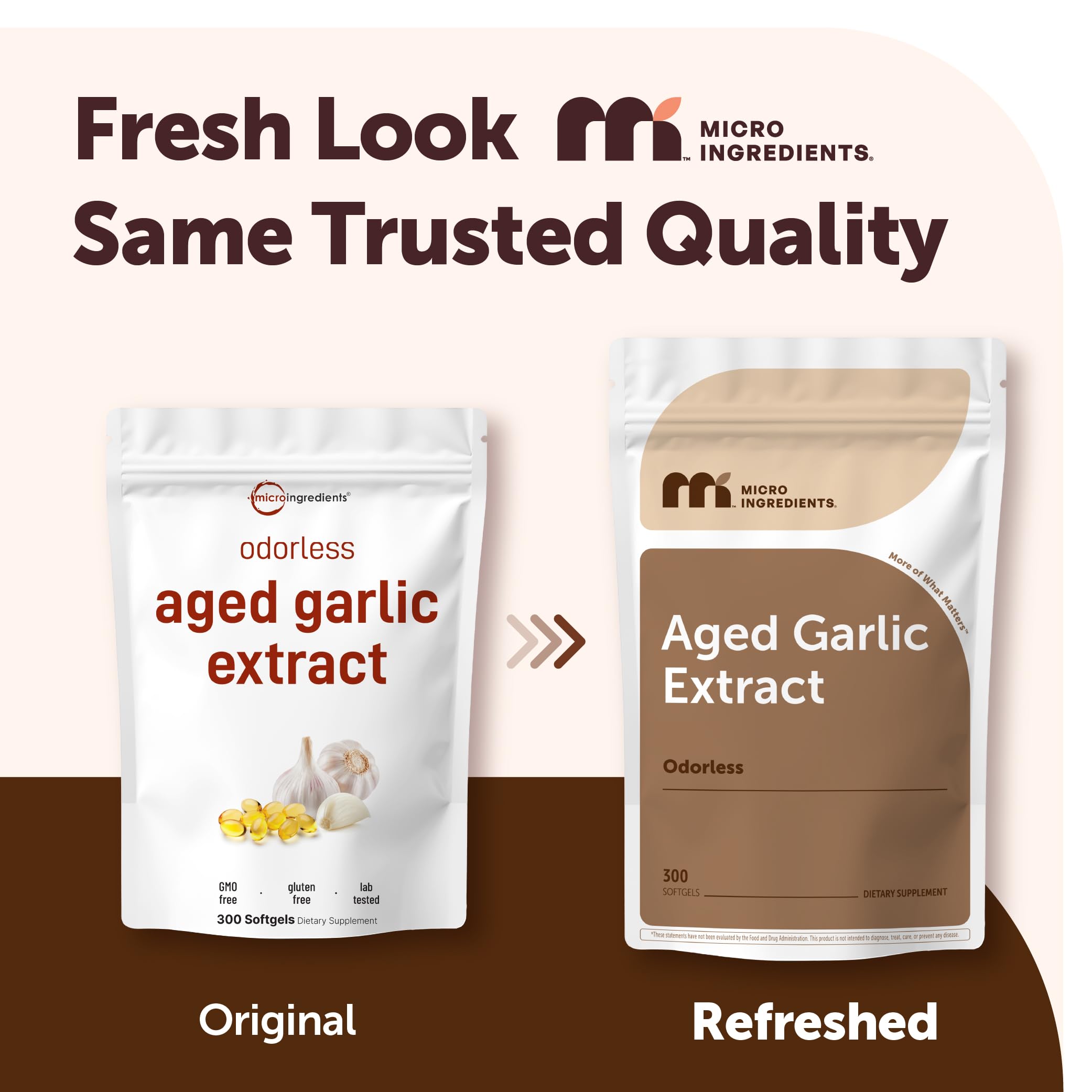 Micro Ingredients Odorless Aged Garlic Extract Softgels back view