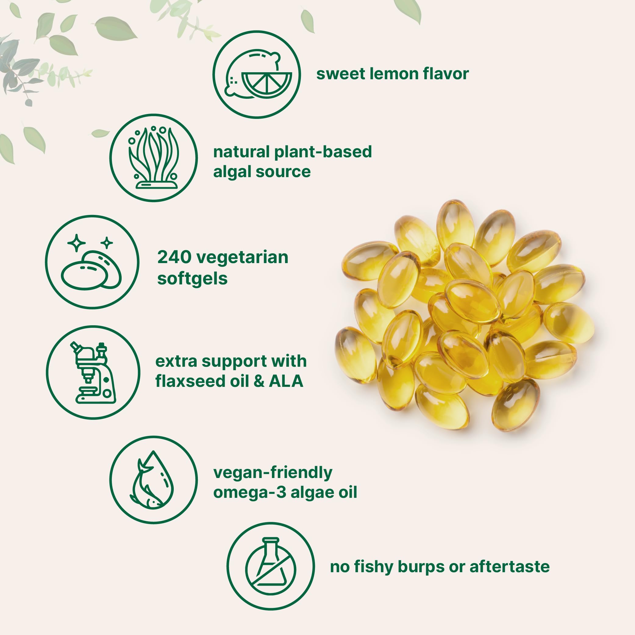 Micro Ingredients Omega-3 algae oil veggie softgels with lemon