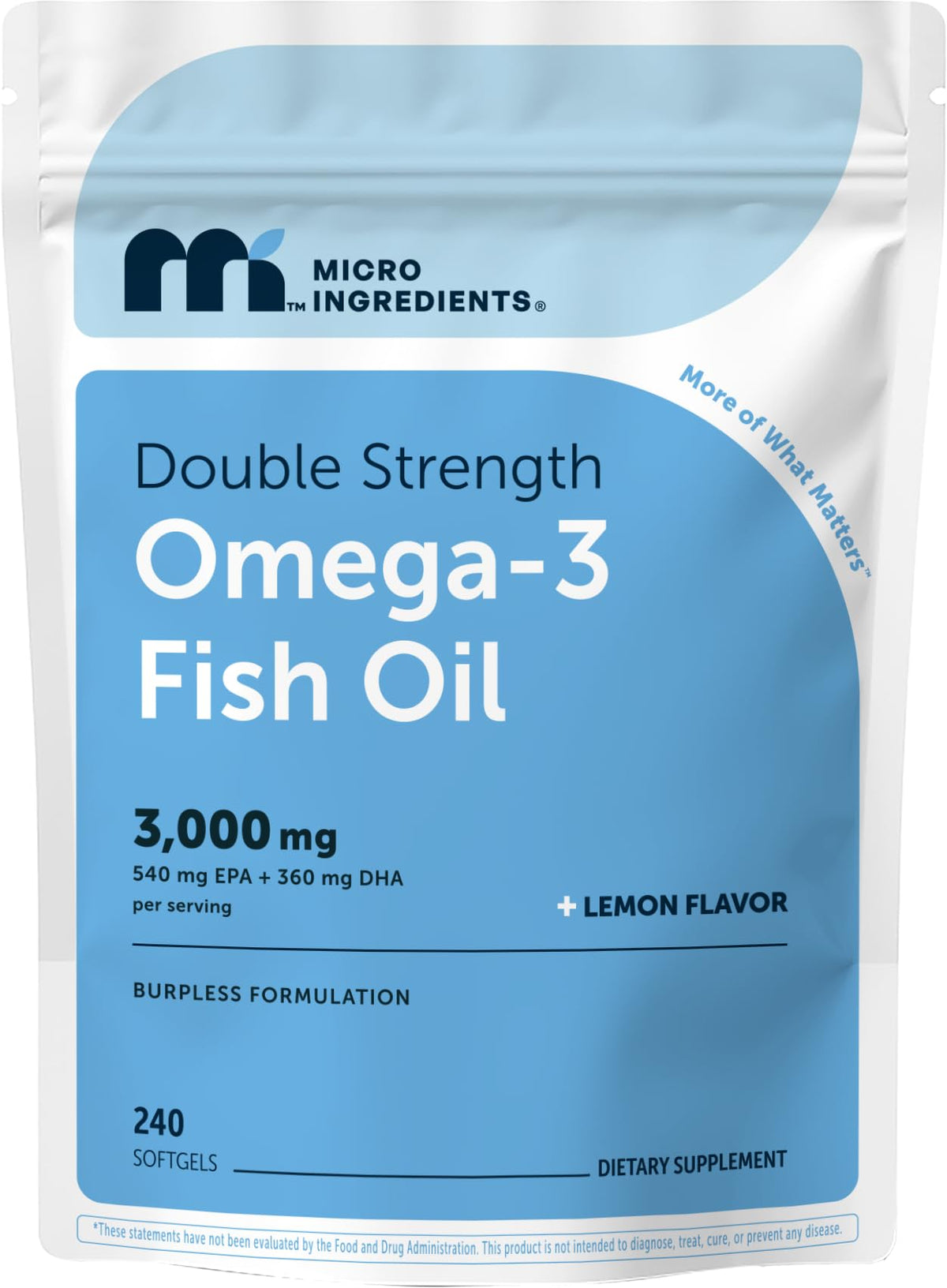 Micro Ingredients Omega-3 Fish Oil Softgels 3000mg front view