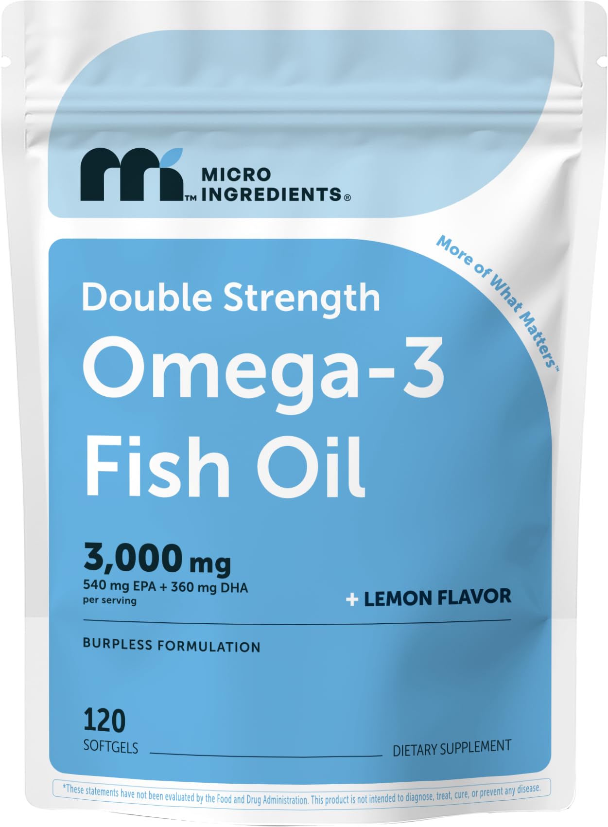 Micro Ingredients Omega-3 Fish Oil Softgels 3000mg front view