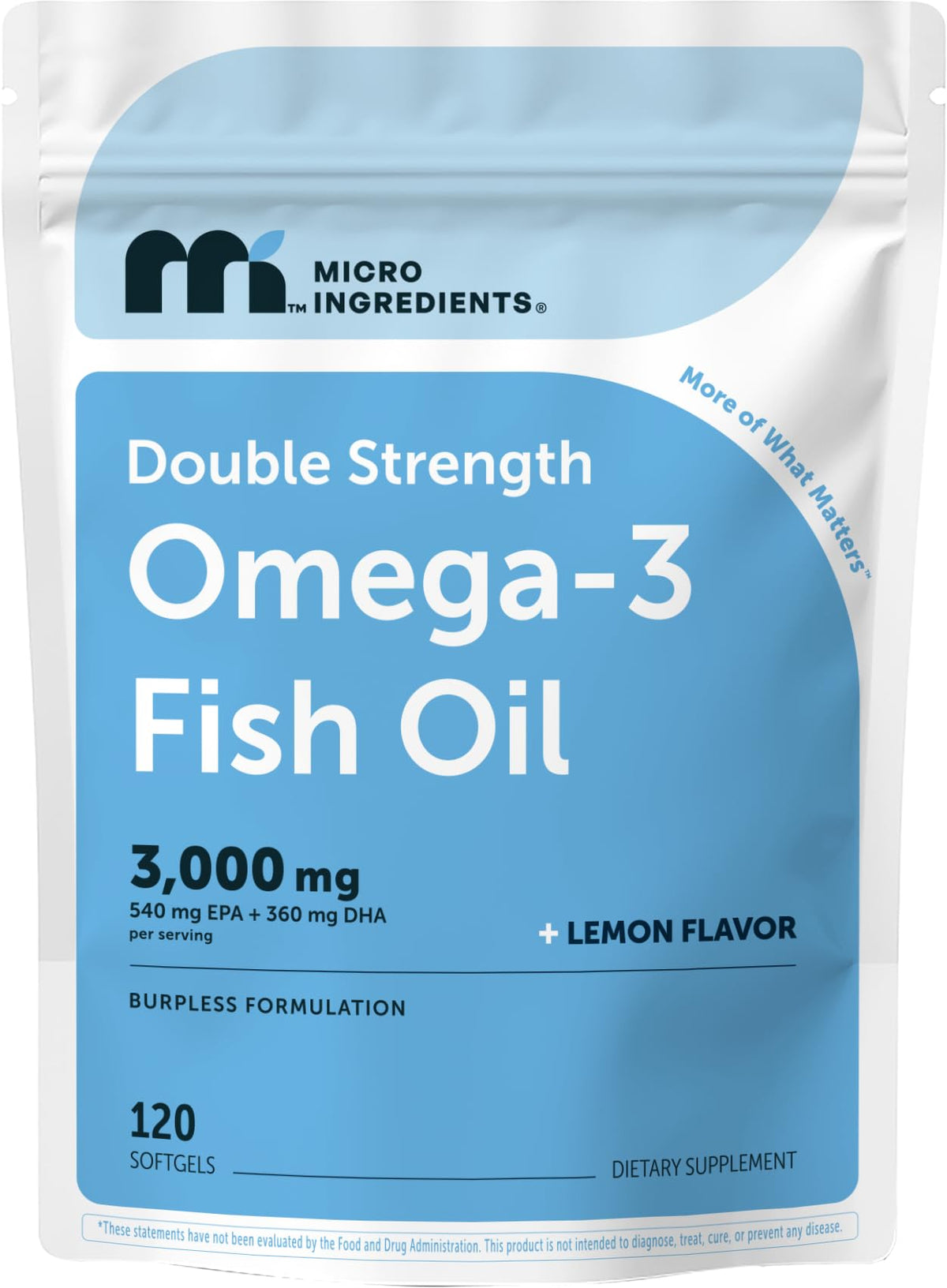 Micro Ingredients Omega-3 Fish Oil Softgels 3000mg front view