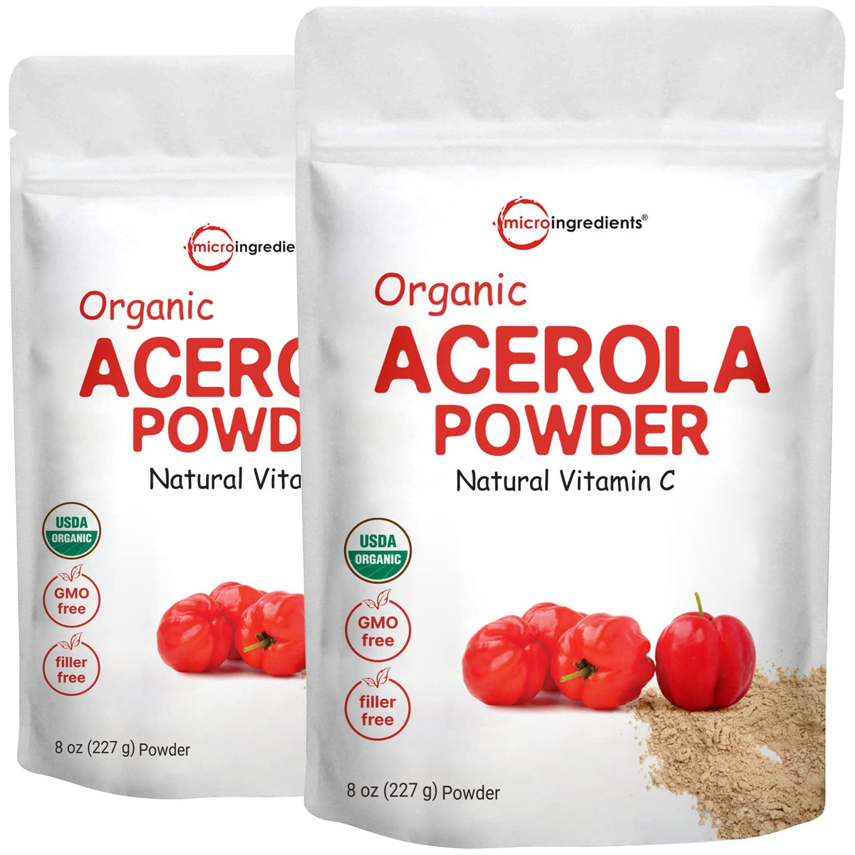 Micro Ingredients Organic Acerola Vitamin C Powder 2 Pack front view