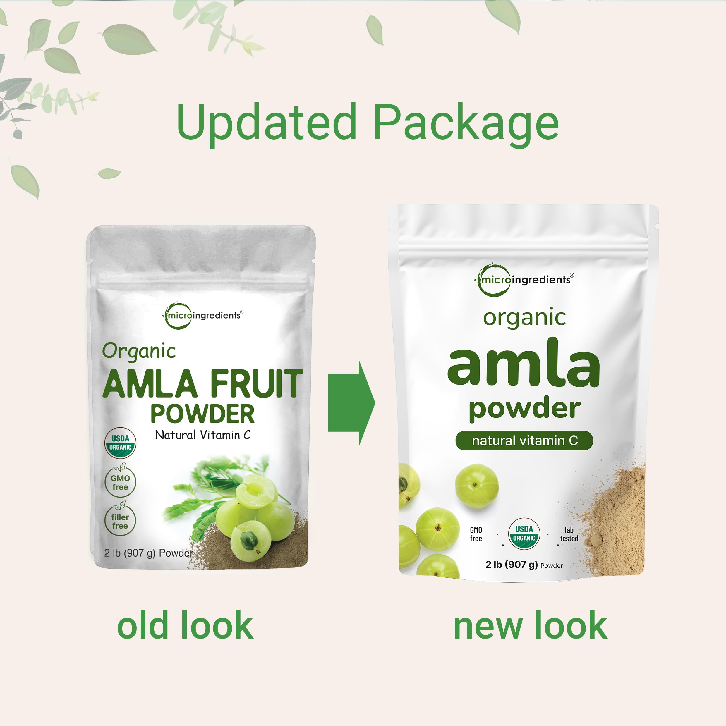 Micro Ingredients Organic Amla Powder scoop size comparison