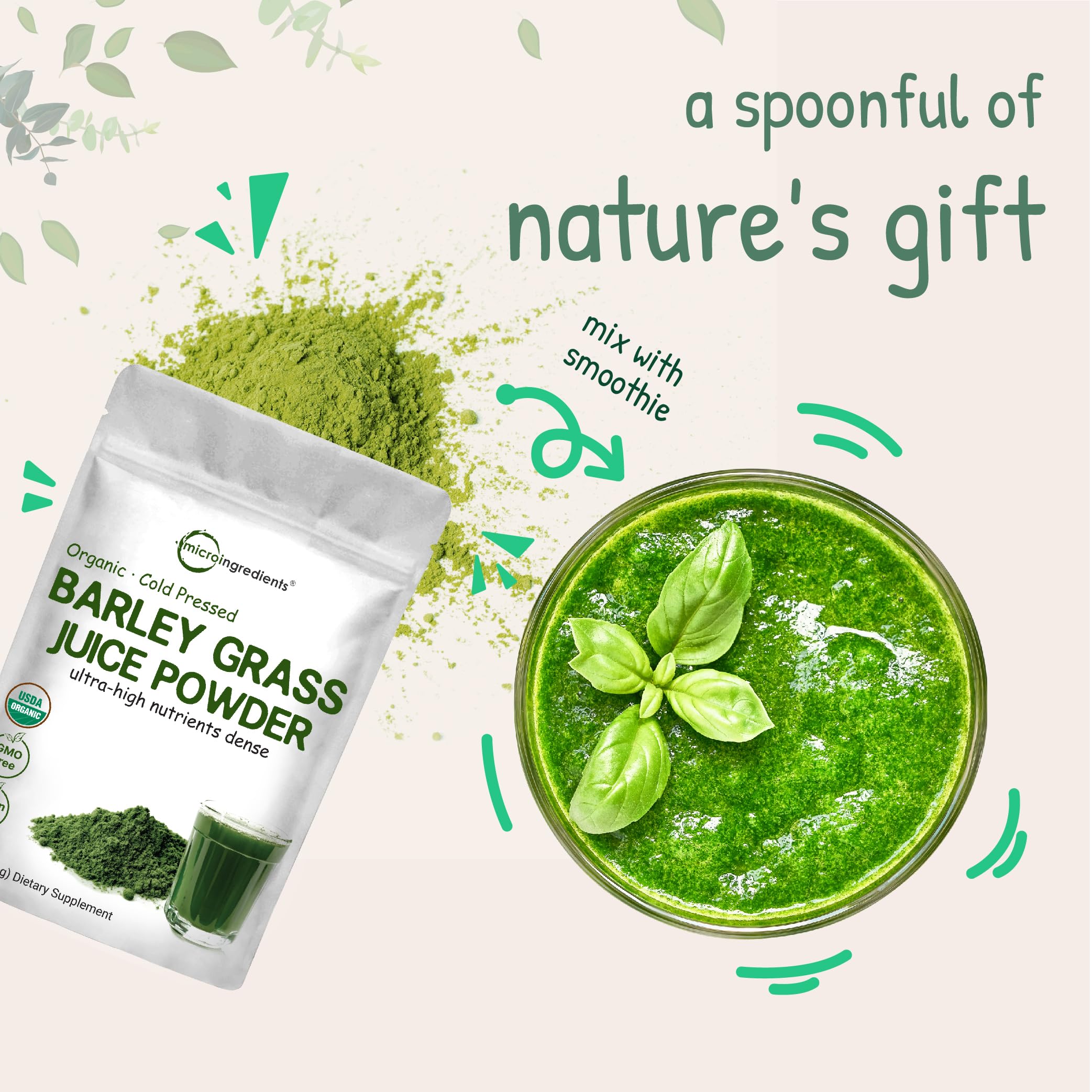 Micro Ingredients Organic Barley Grass Juice Powder nutritional information
